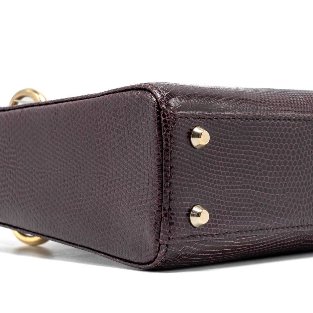 DIOR MINI LADY DIOR LIZARD BURGUNDY LGHW