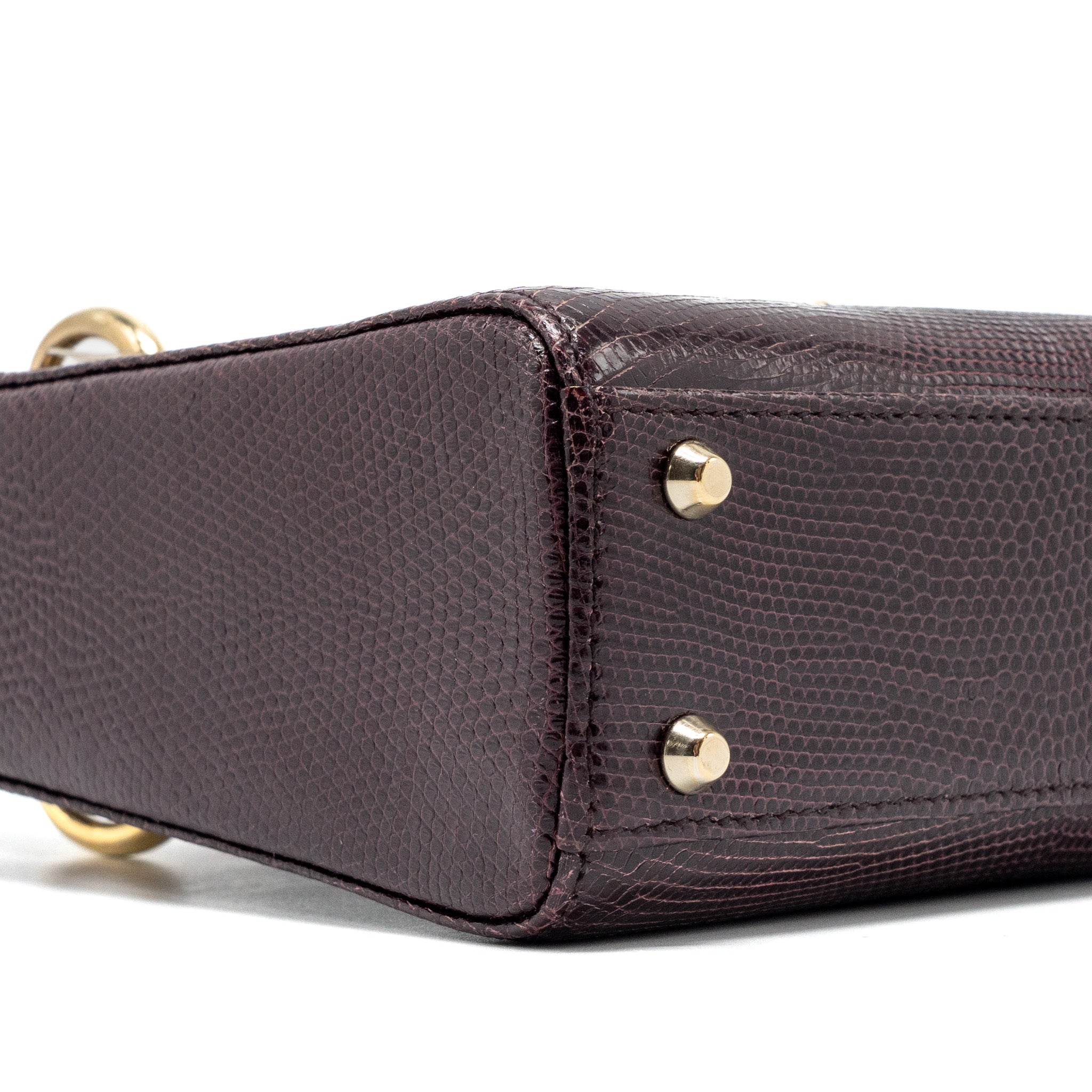 DIOR MINI LADY DIOR LIZARD BURGUNDY LGHW