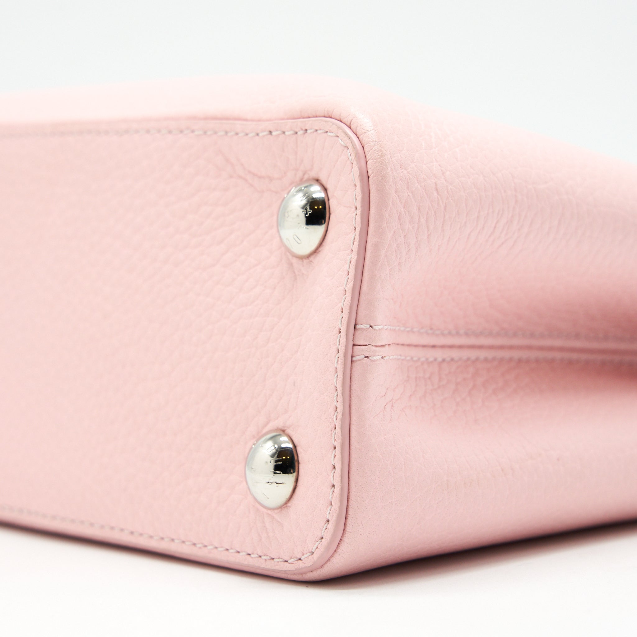 LOUIS VUITTON CAPUCINES BB IN PINK WITH RED FLORAL PATTERN