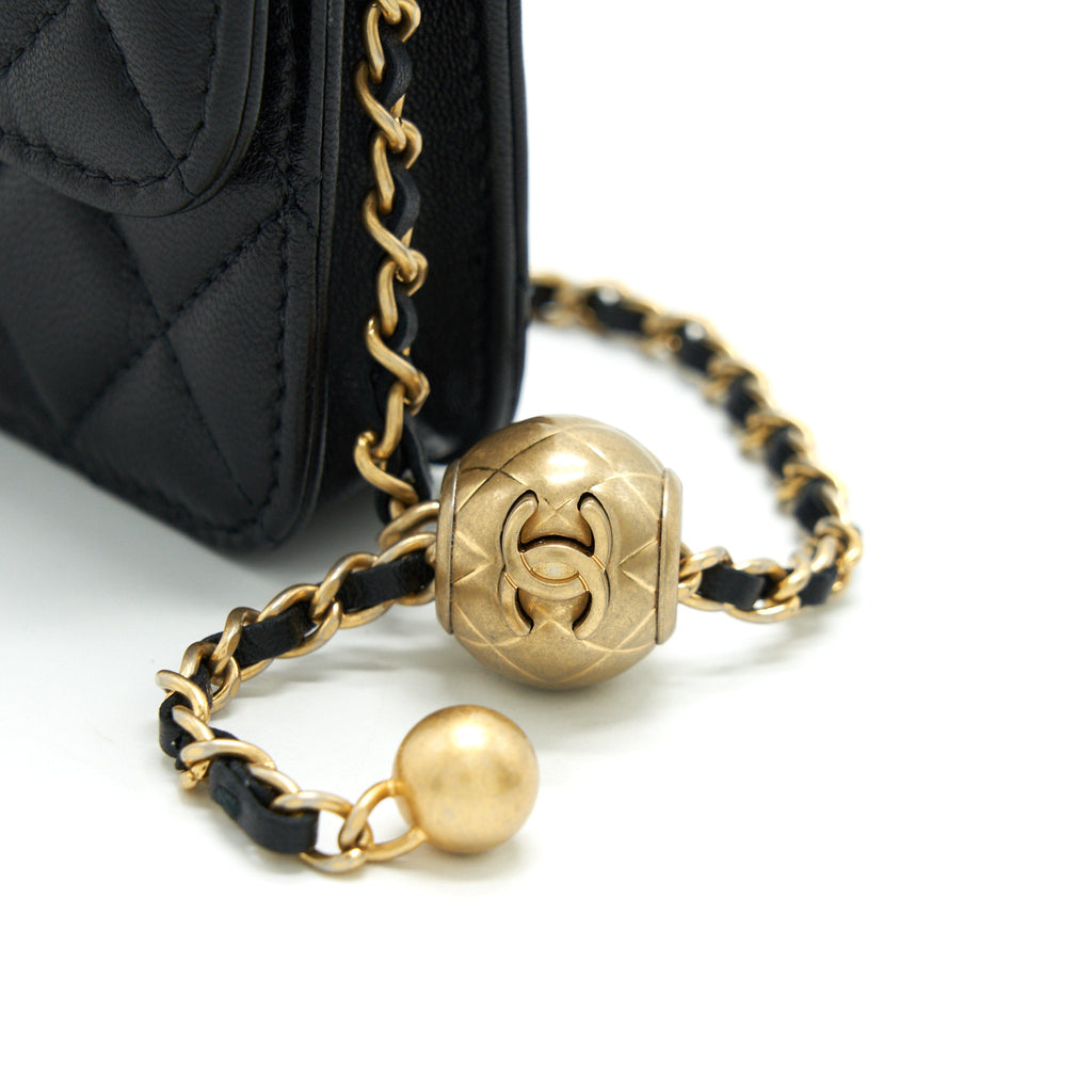 CHANEL PEARL CRUSH BELT BAG BLACK WITH GHW SERIAL 30