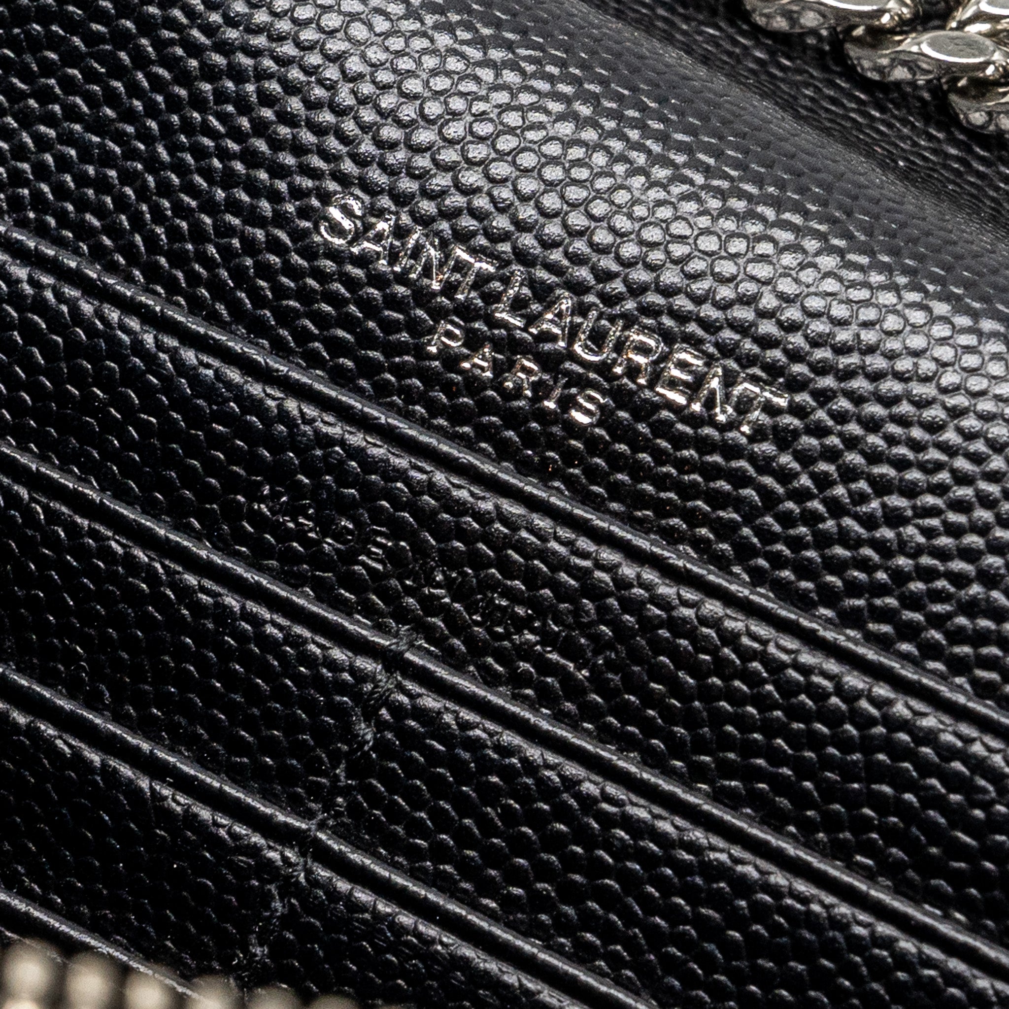SAINT LAURENT ENVELOP CHAIN BAG GRAINED CALFSKIN BLACK SHW