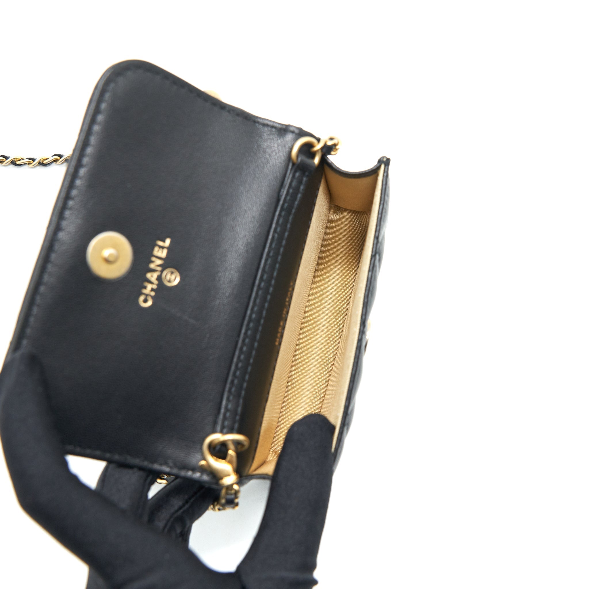 CHANEL PEARL CRUSH BELT BAG BLACK WITH GHW SERIAL 30