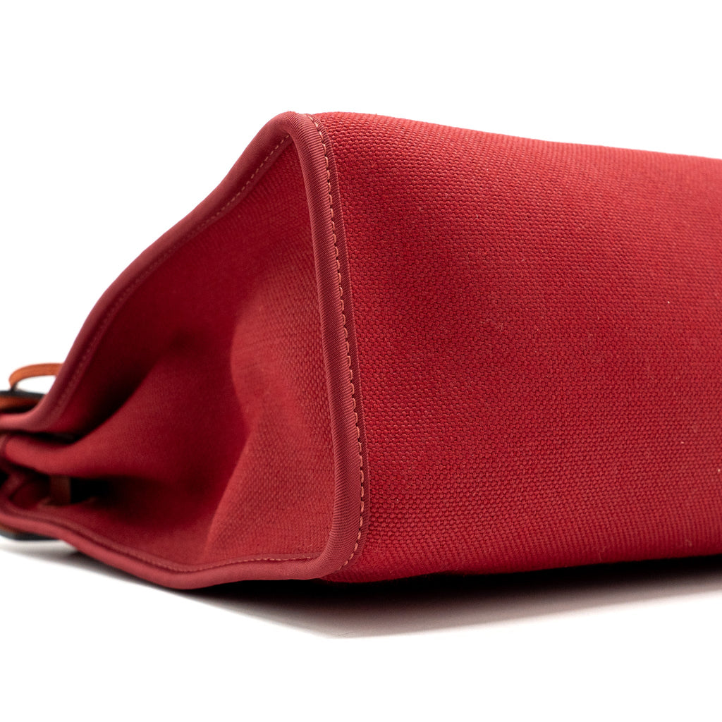 HERMES HERBAG ZIP 31 BAG CANVAS / HUNTER ROUGE GRENAT / ROUGE H SHW