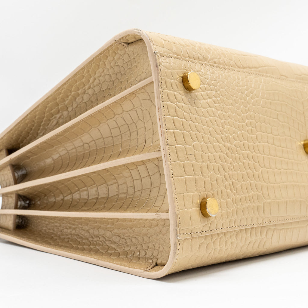 SAINT LAURENT /YSL SAC DE JOUR CROC-EMBOSSED CALFSKIN BEIGE GHW