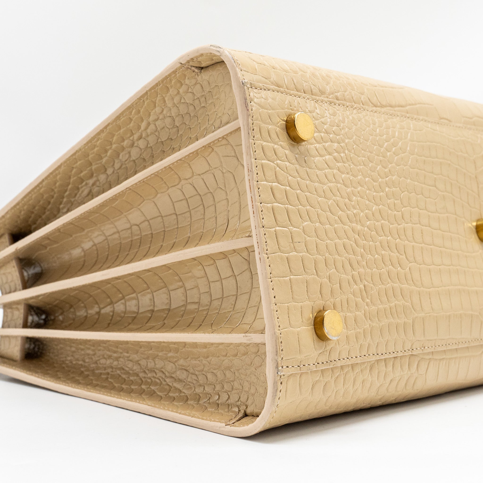 SAINT LAURENT /YSL SAC DE JOUR CROC-EMBOSSED CALFSKIN BEIGE GHW