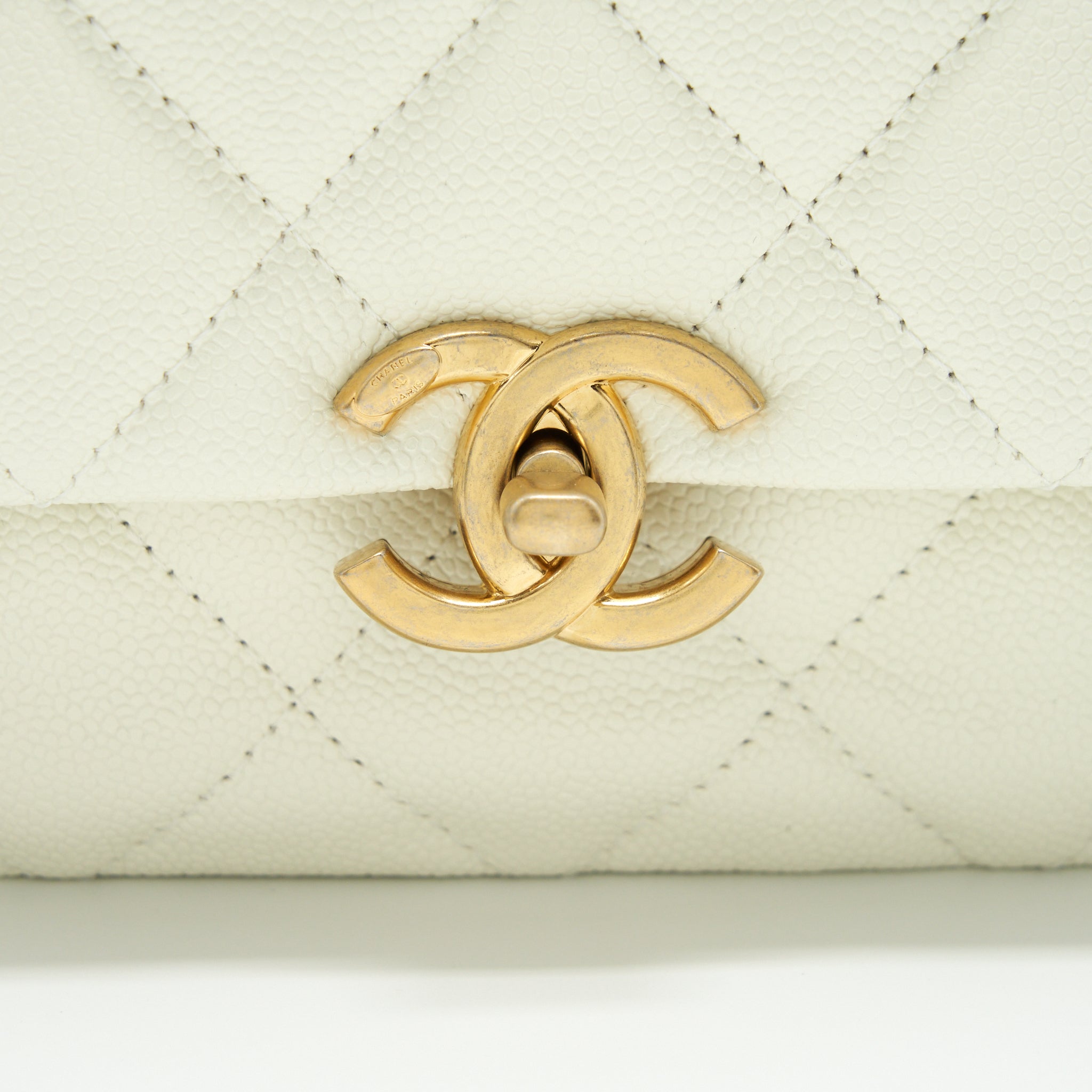 CHANEL 22S MELODY MEDIUM FLAP BAG CAVIAR WHITE GHW (MICROCHIP)