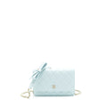 CHANEL RIBBON WALLET ON CHAIN LAMBSKIN LIGHT BLUE LGHW