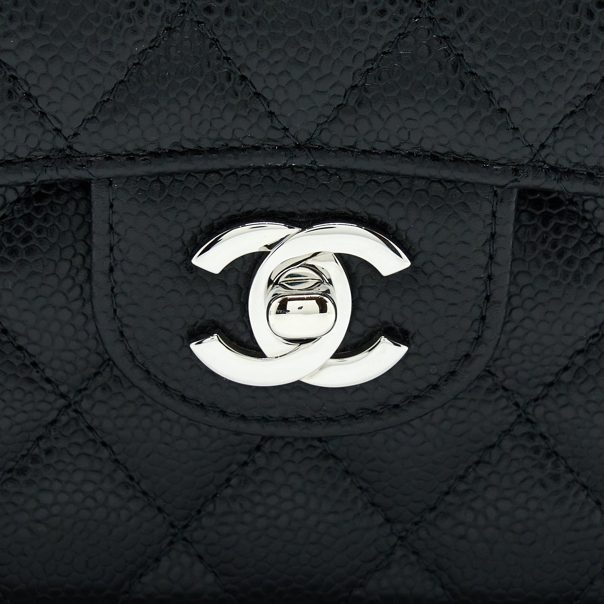 CHANEL SMALL CLASSIC FLAP BAG CAVIAR BLACK SHW (MICROCHIP)