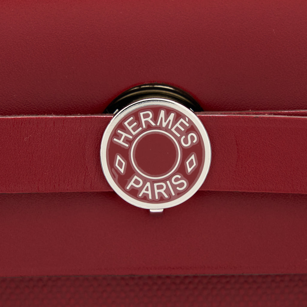 HERMES HERBAG ZIP 31 BAG BERLINE CANVAS ROUGE PIMENT SHW