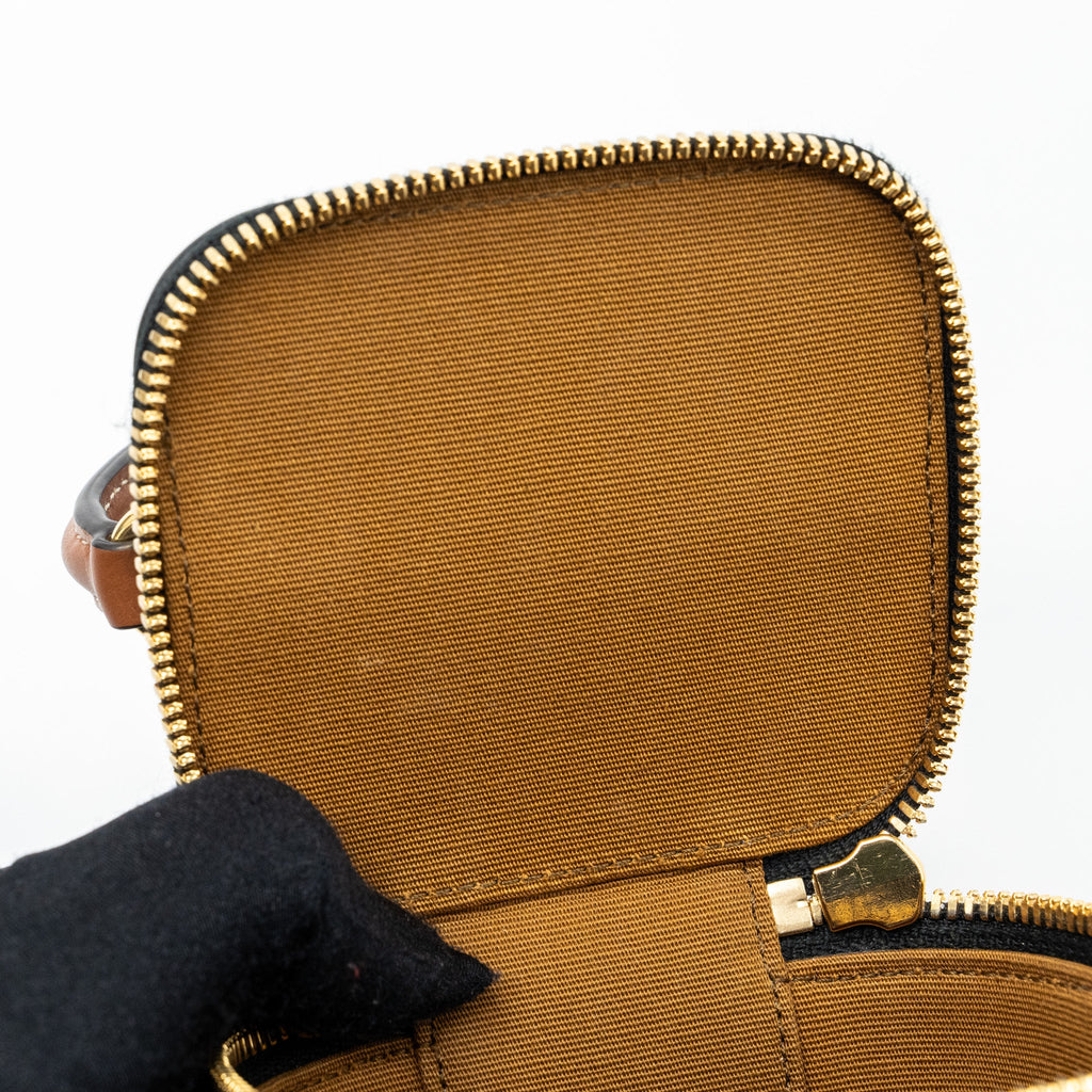 CELINE MINI VANITY CASE TRIOMPHE CANVAS/CALFSKIN TAN GHW