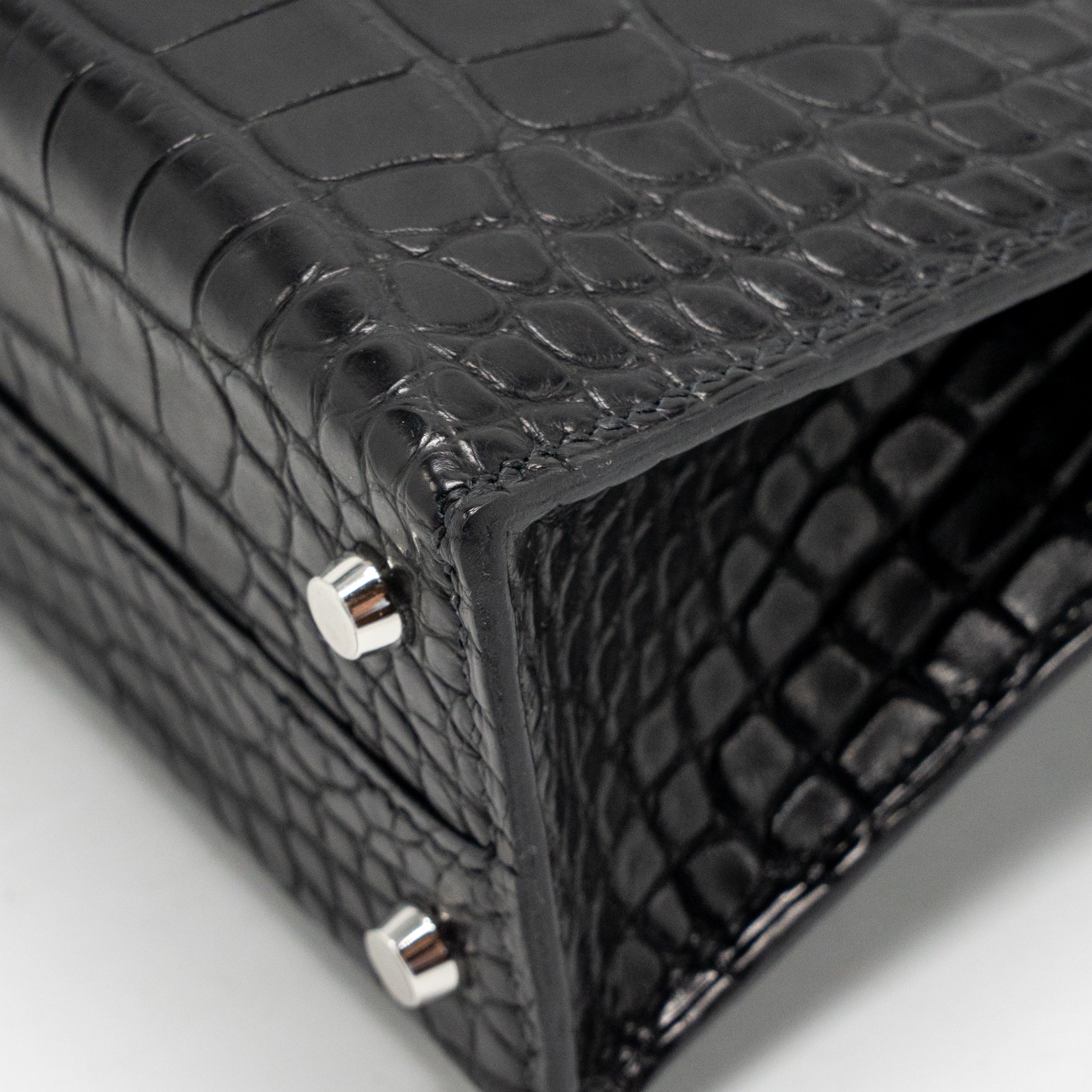 HERMES MINI KELLY II ALLIGATOR MISSSISSIPPIENSIS MATT BLACK SHW
