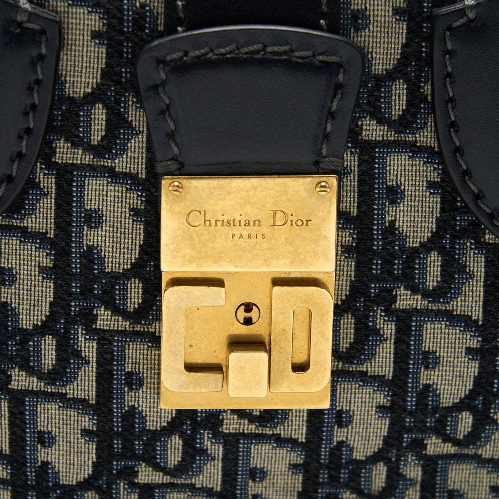 DIOR OBLIQUE COLLECTION BLUE MONOGRAM CANVAS TOTE BAG