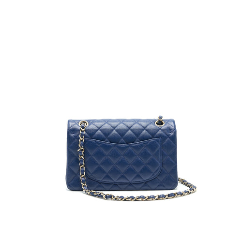 CHANEL CLASSIC SMALL DOUBLE FLAP CAVIAR NAVY LGHW