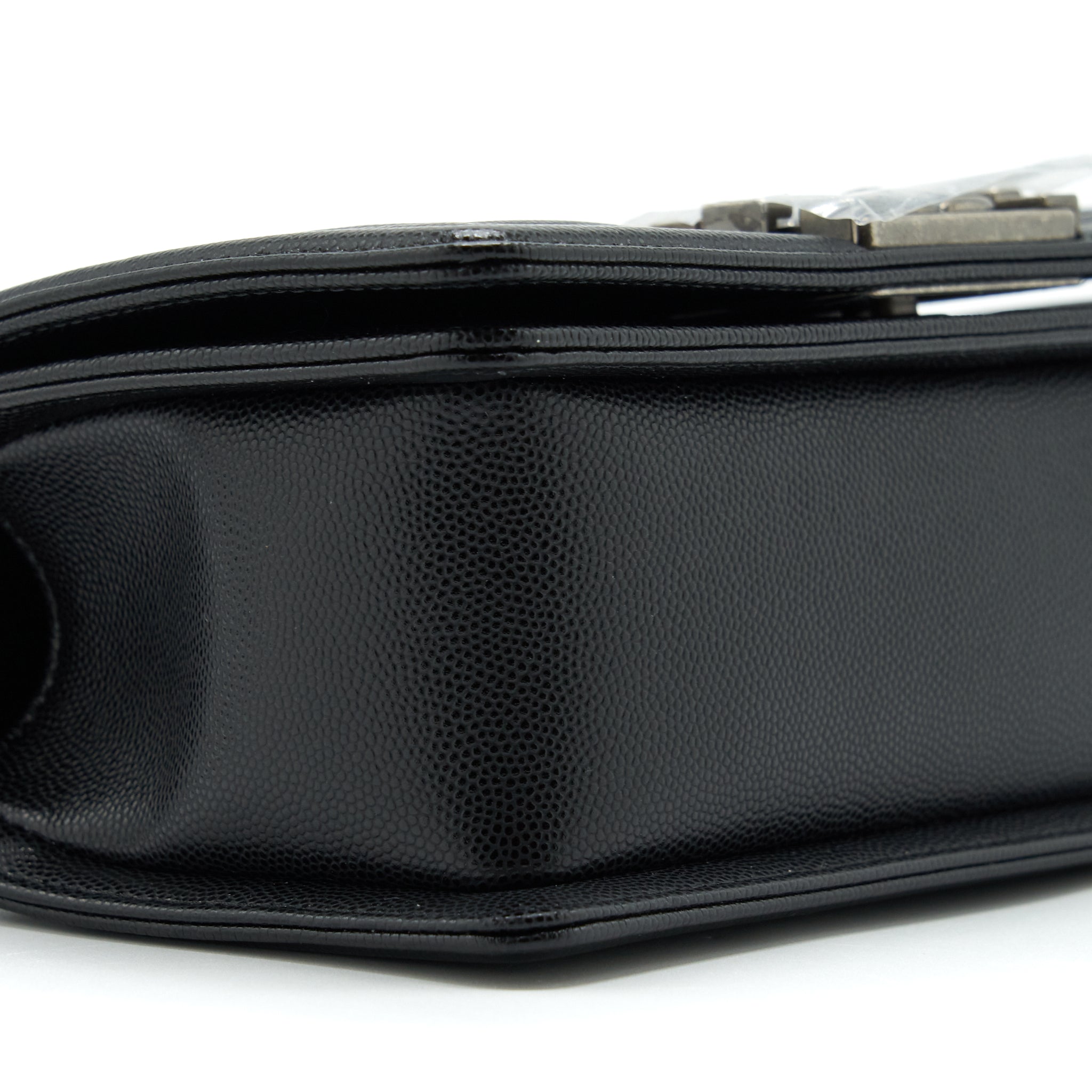 CHANEL SMALL BOY BAG CAVIAR BLACK RUTHENIUM SLIVER HARDWARE (MICROCHIP)
