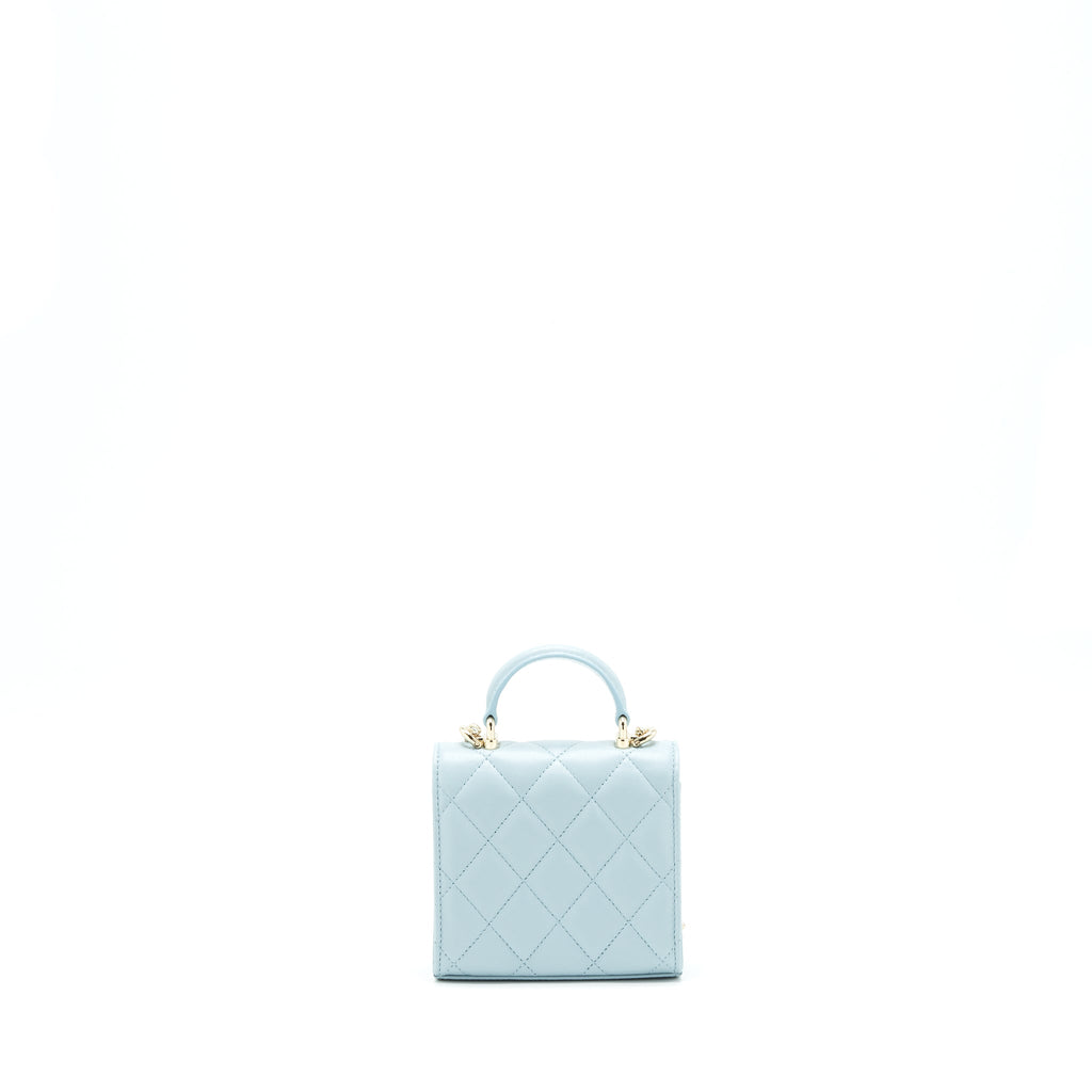 CHANEL 22P TOP HANDLE MINI VANITY ON CHAIN LAMBSKIN LIGHT BLUE LGHW