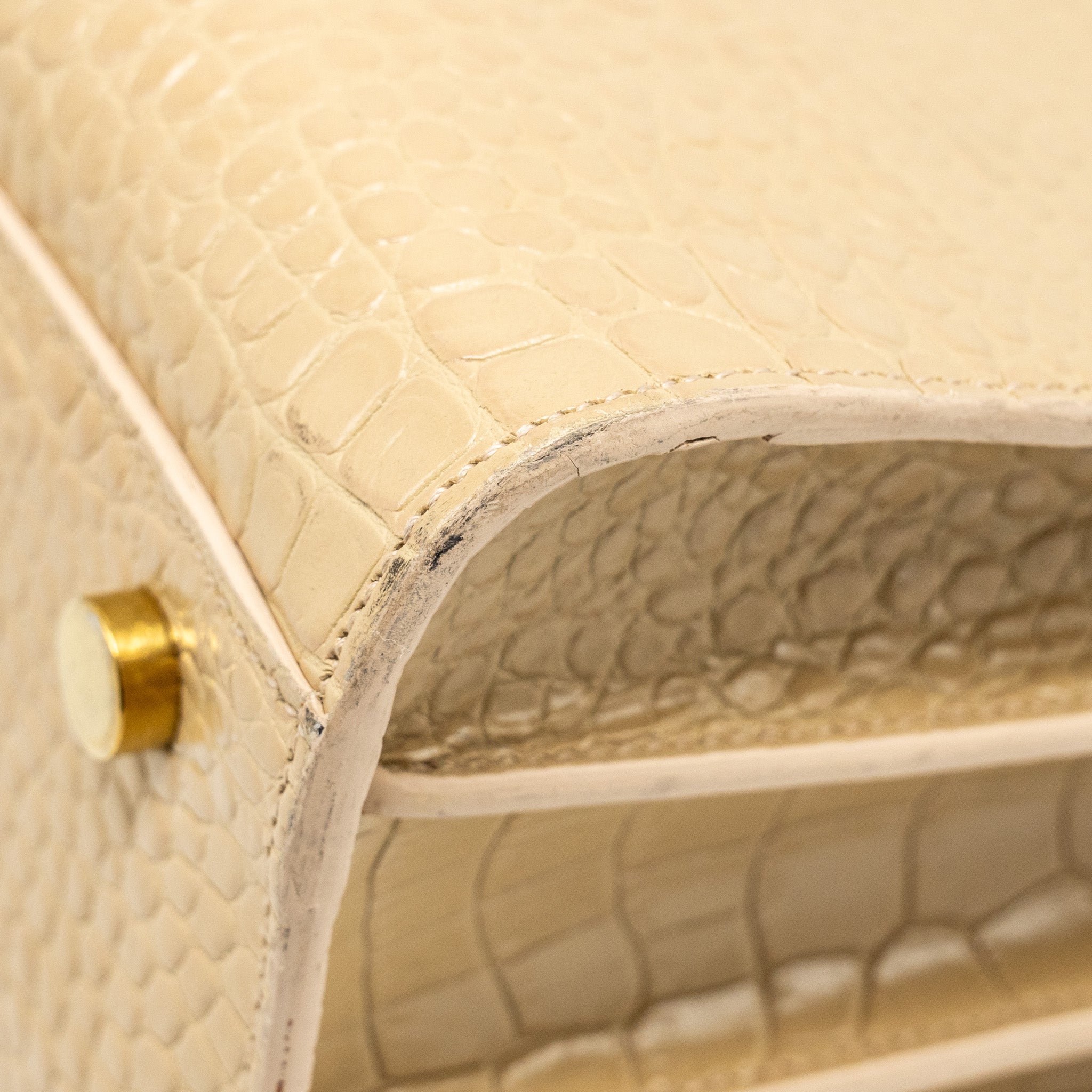 SAINT LAURENT /YSL SAC DE JOUR CROC-EMBOSSED CALFSKIN BEIGE GHW