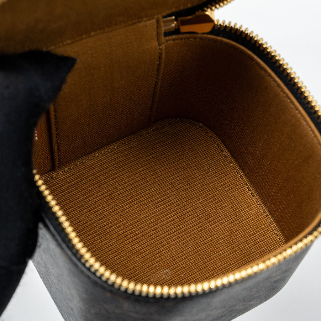 CELINE MINI VANITY CASE TRIOMPHE CANVAS/CALFSKIN TAN GHW