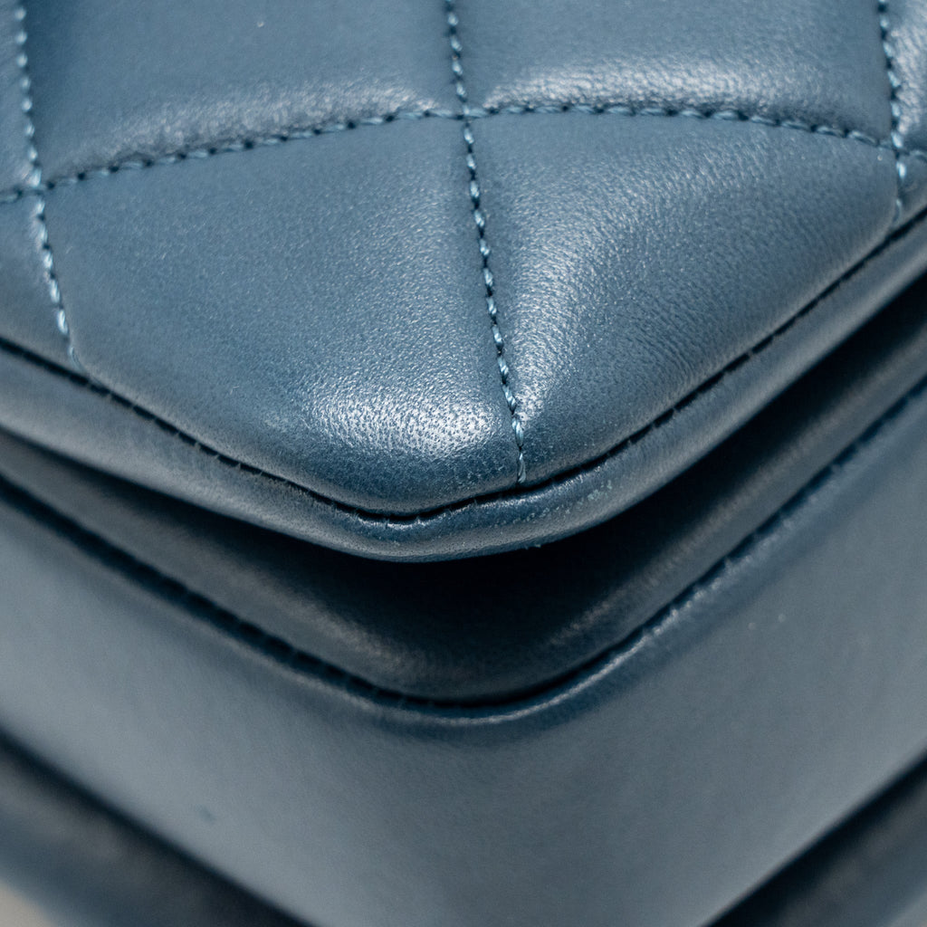 CHANEL SMALL TRENDY CC FLAP BAG LAMBSKIN BLUE LGHW