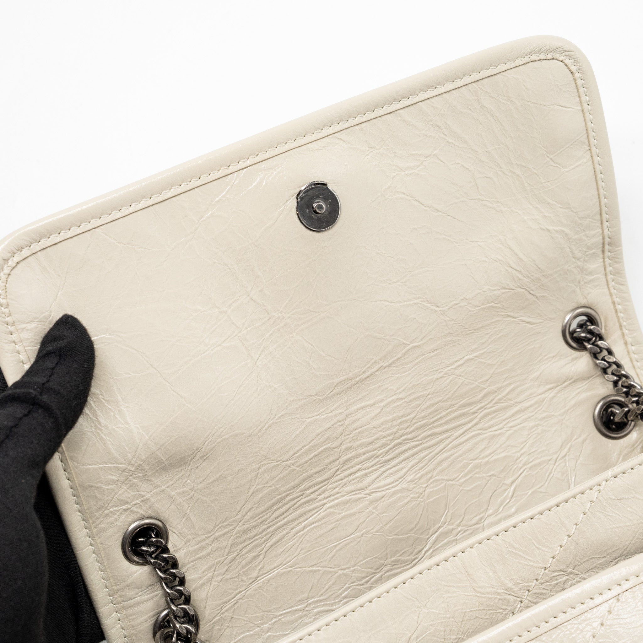 SAINT LAURENT/YSL NIKI BABY FLAP BAG CALFSKIN WHITE SHW