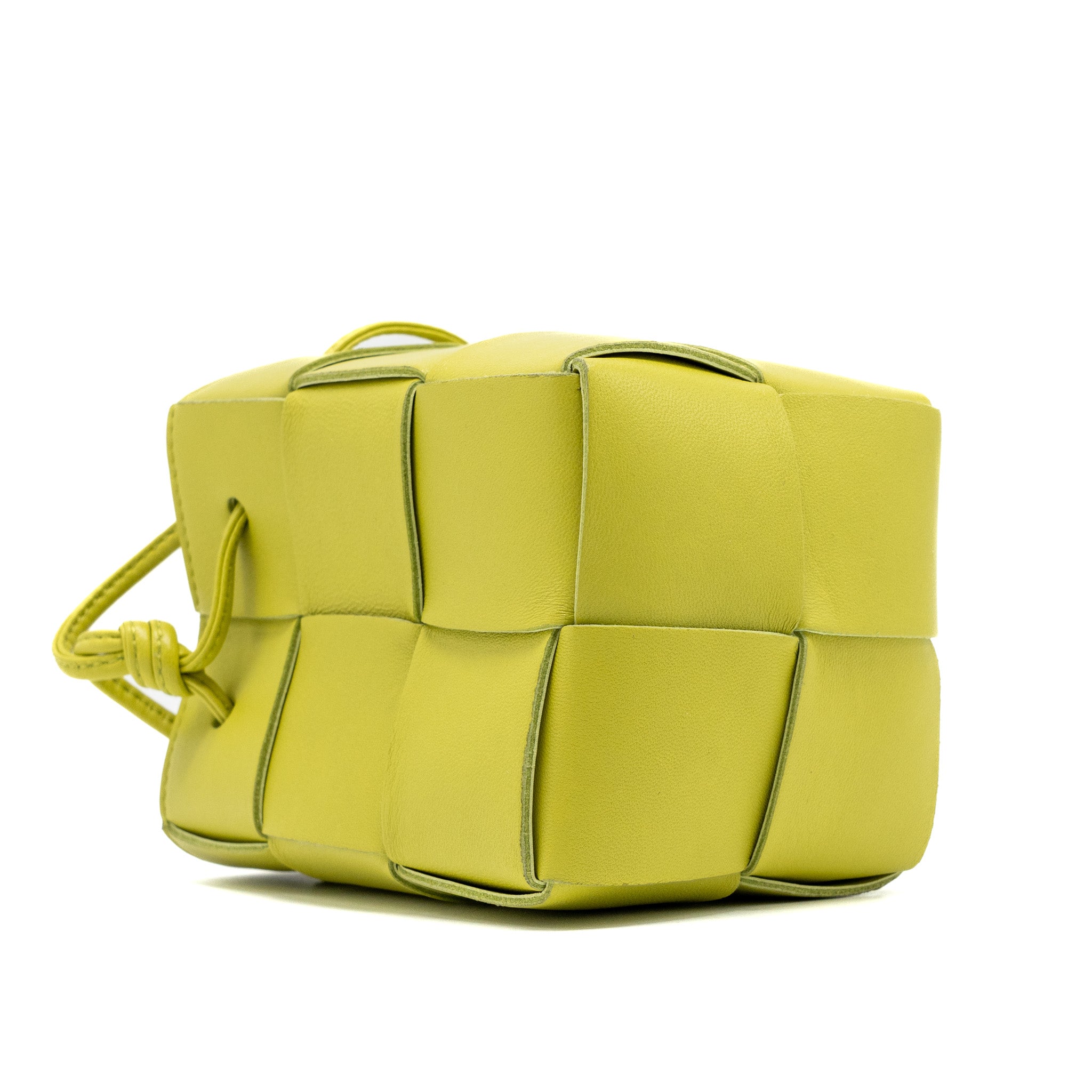 BOTTEGA VENETA MINI CASSETTE BUCKET BAG LAMBSKIN YELLOW