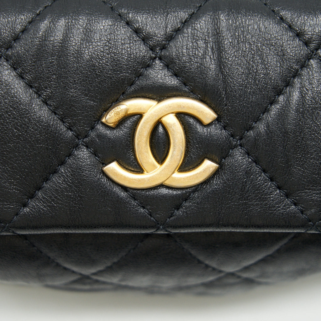CHANEL SMALL CC WRAPPED STRAP BAG CRUMPLED LAMBSKIN