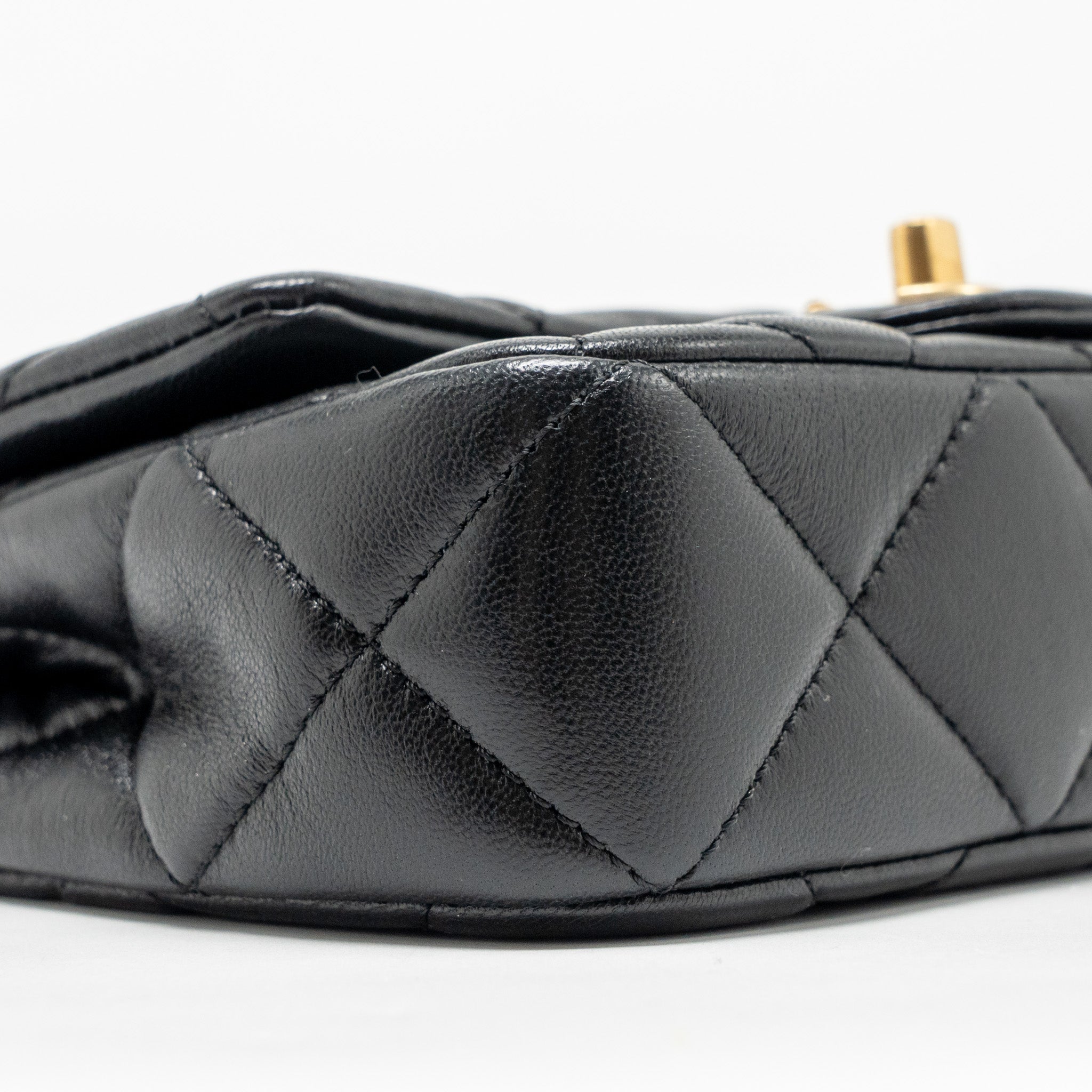 CHANEL PEARL CRUSH MINI SQUARE FLAP BAG LAMBSKIN BLACK GHW (MICROCHIP)