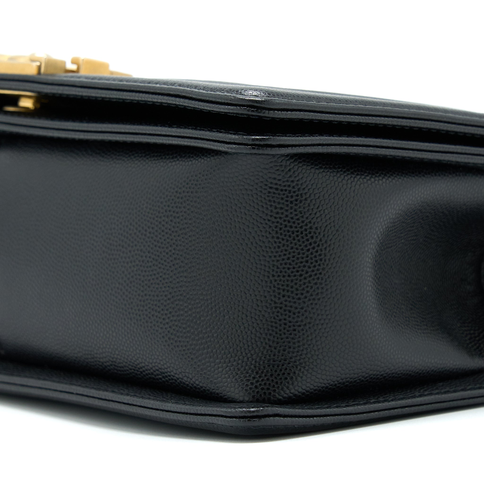 CHANEL MEDIUM BOY BAG CAVIAR BLACK BRUSHED GHW