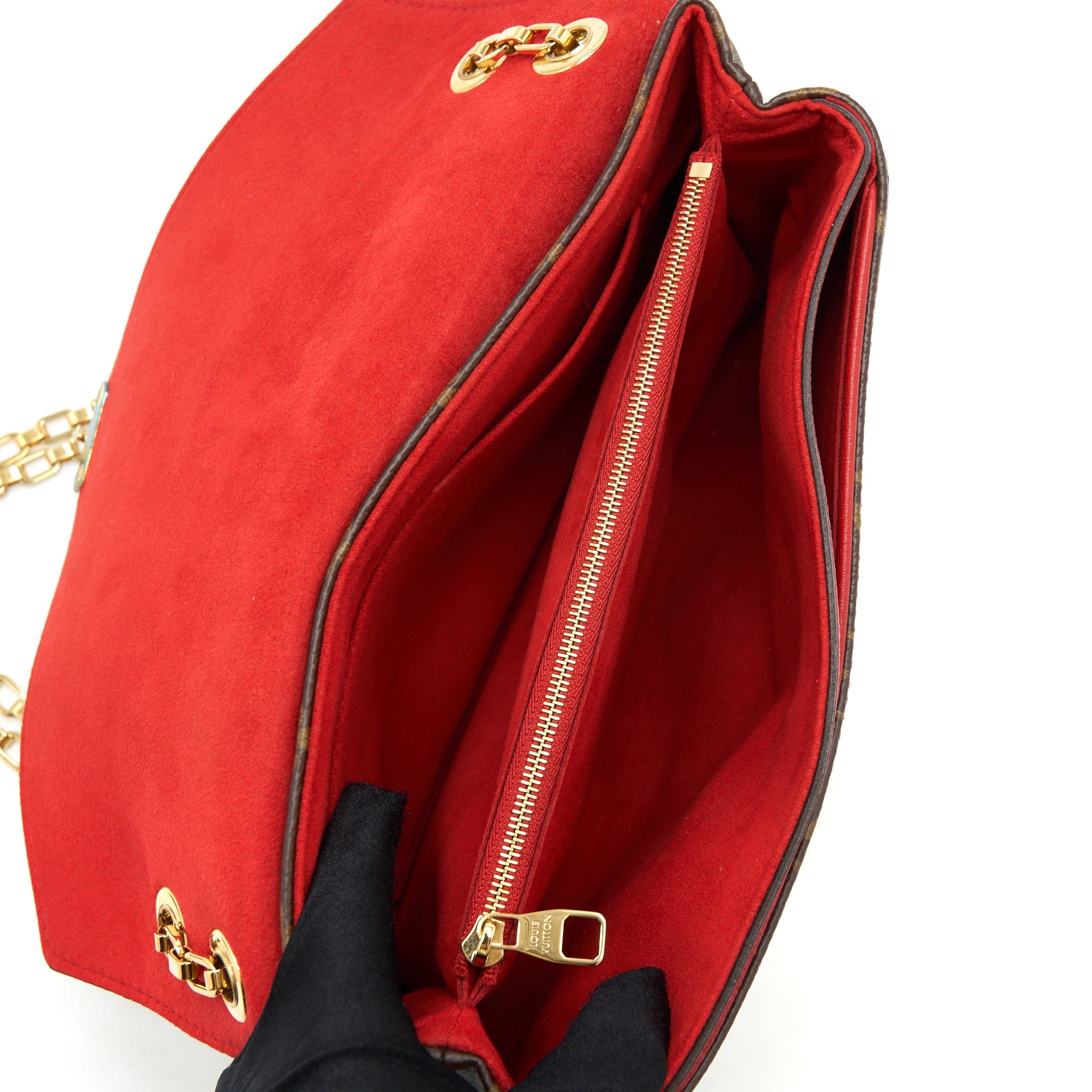 LOUIS VUITTON PALLAS CHAIN BAG CERISE MONOGRAM CANVAS/LEATHER GHW