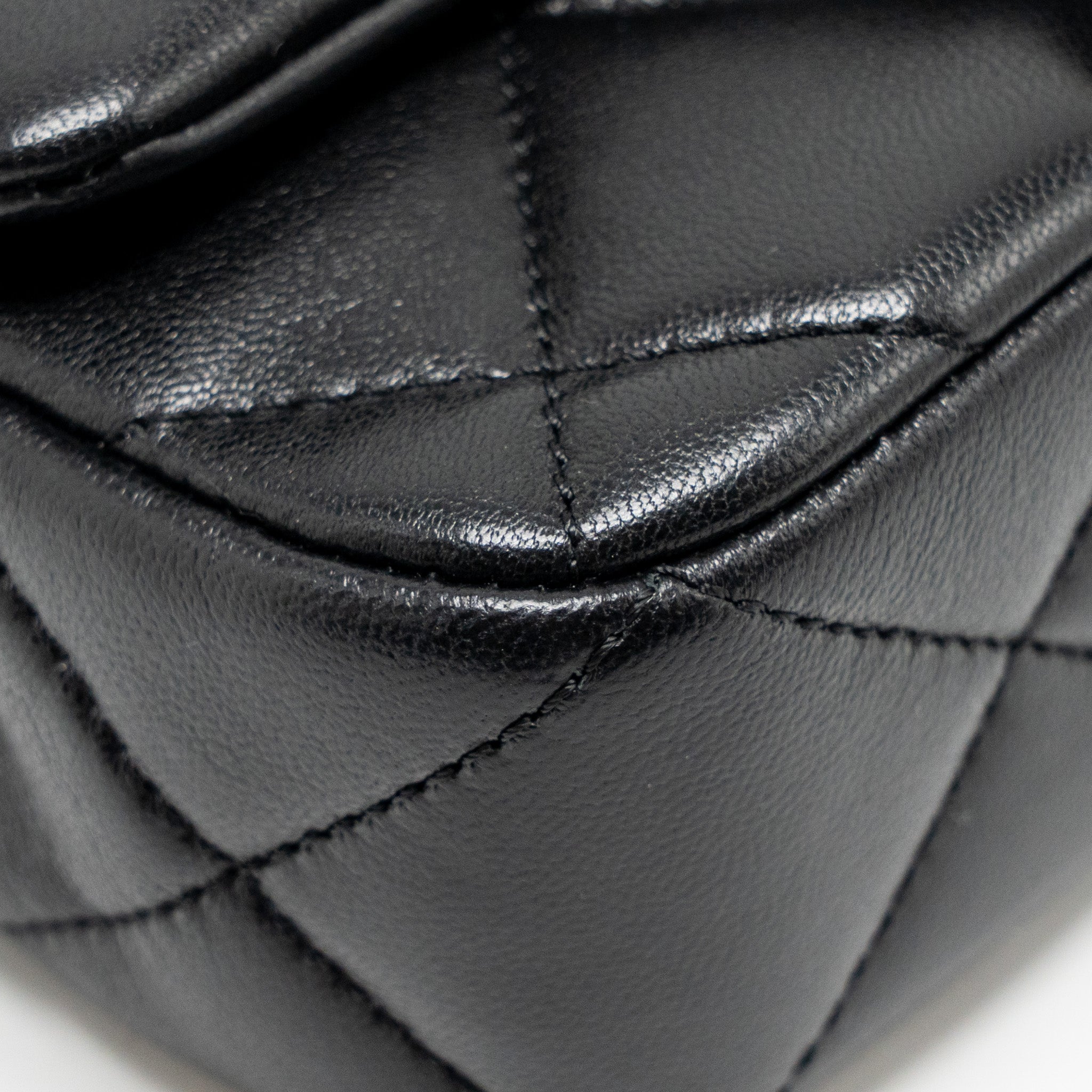 CHANEL PEARL CRUSH MINI SQUARE FLAP BAG LAMBSKIN BLACK GHW (MICROCHIP)