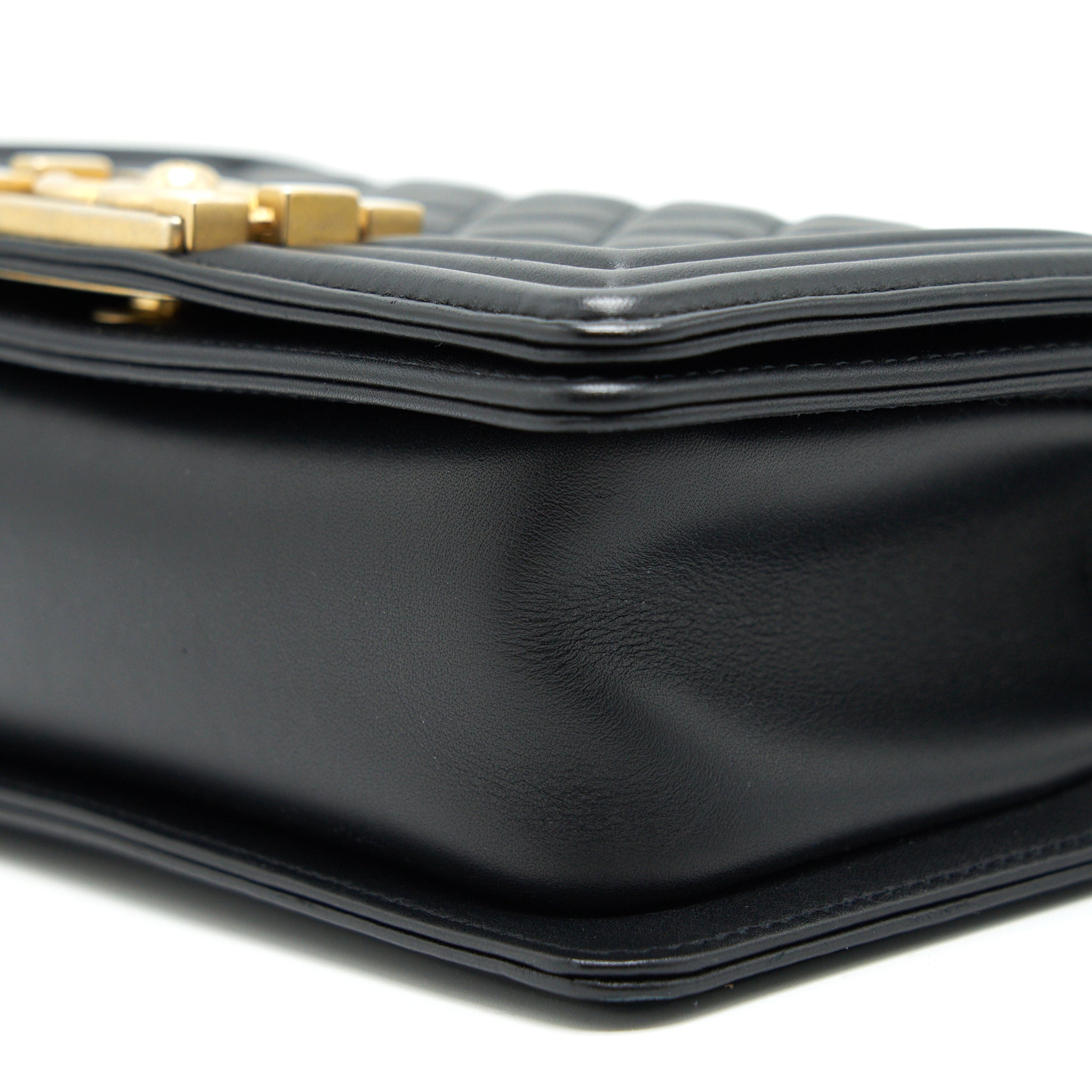 CHANEL SMALL BOY BAG CALFSKIN BLACK WITH GHW SERIAL27