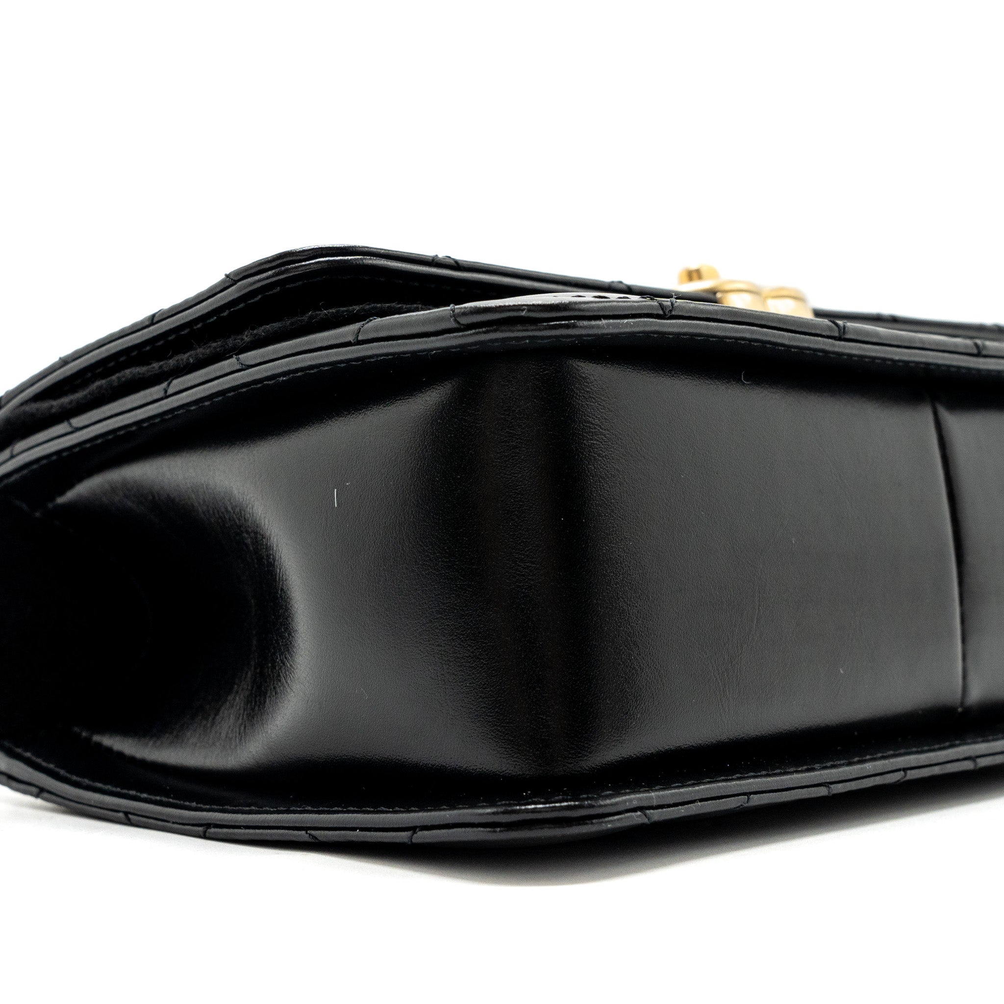 CHANEL 24C GOLD CRUSH FLAP BAG CALFSKIN BLACK GHW (MICROCHIP)