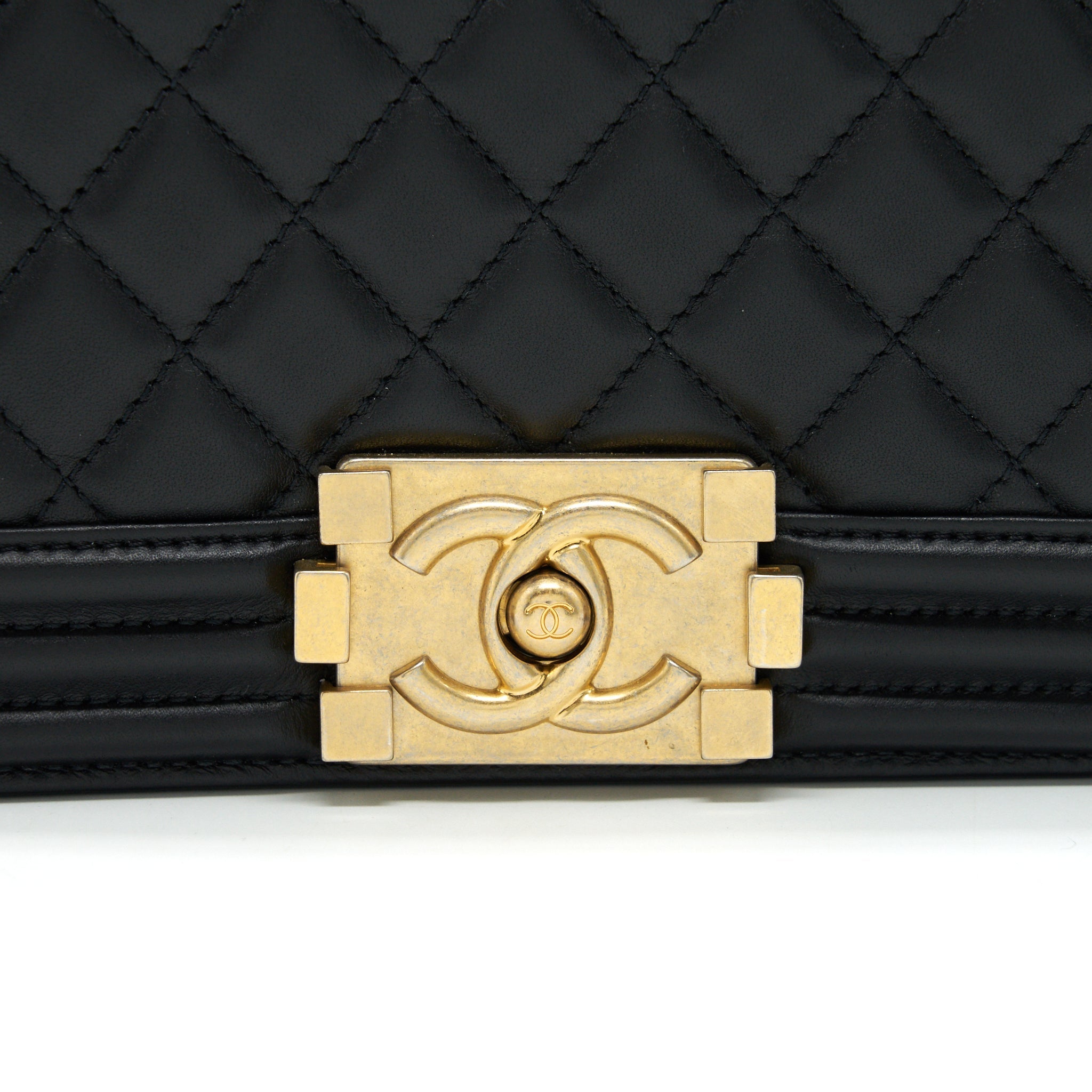 CHANEL SMALL BOY BAG CALFSKIN BLACK WITH GHW SERIAL27