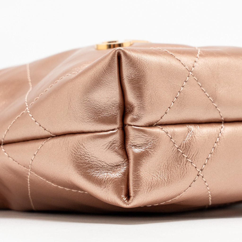 CHANEL MINI 22 BAG SHINY CALFSKIN LIGHT PINK LGHW (MICROCHIP)