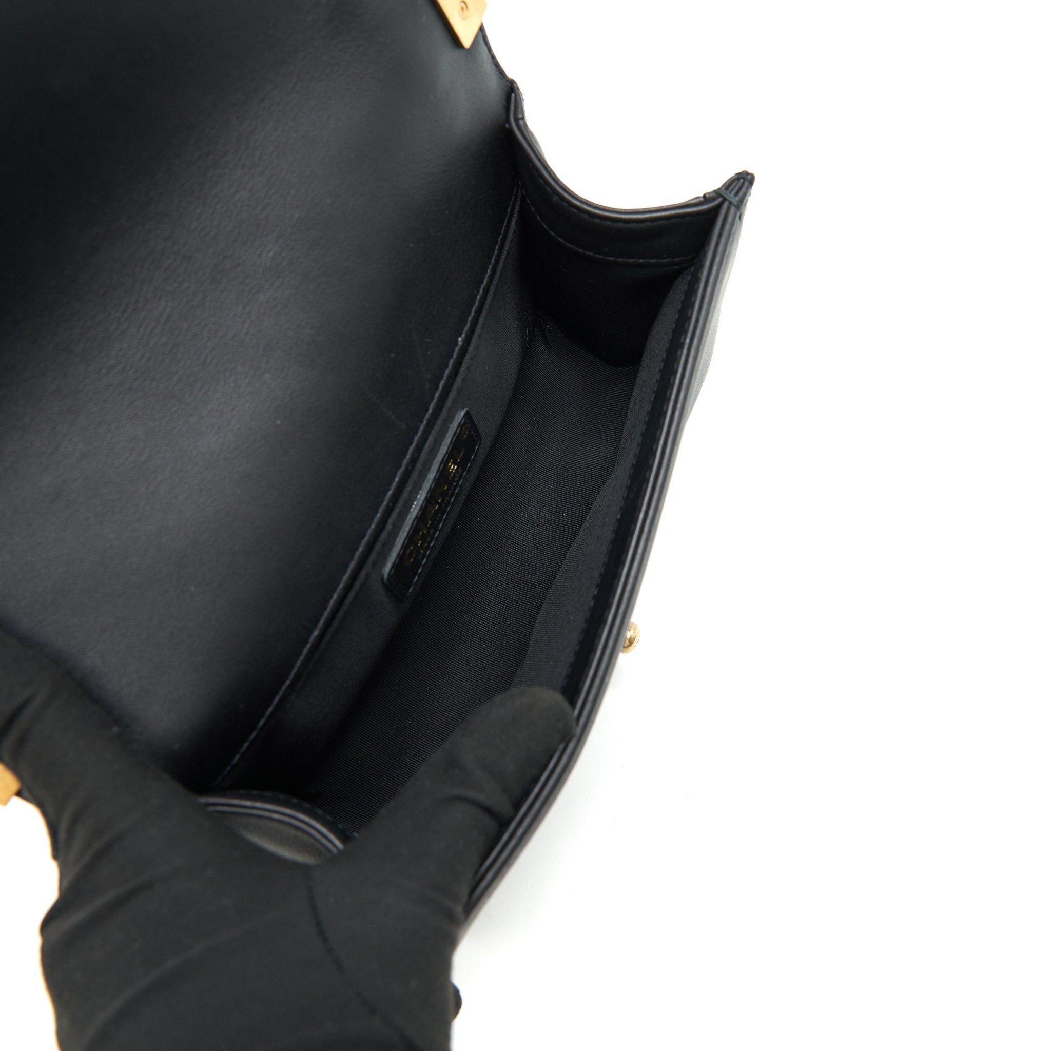CHANEL SMALL BOY BAG CALFSKIN BLACK WITH GHW SERIAL27