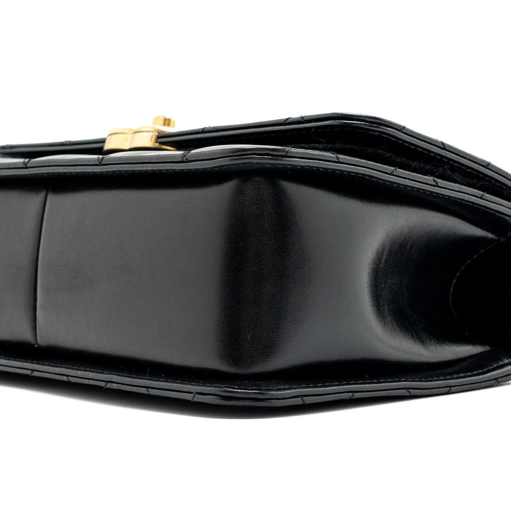 CHANEL 24C GOLD CRUSH FLAP BAG CALFSKIN BLACK GHW (MICROCHIP)