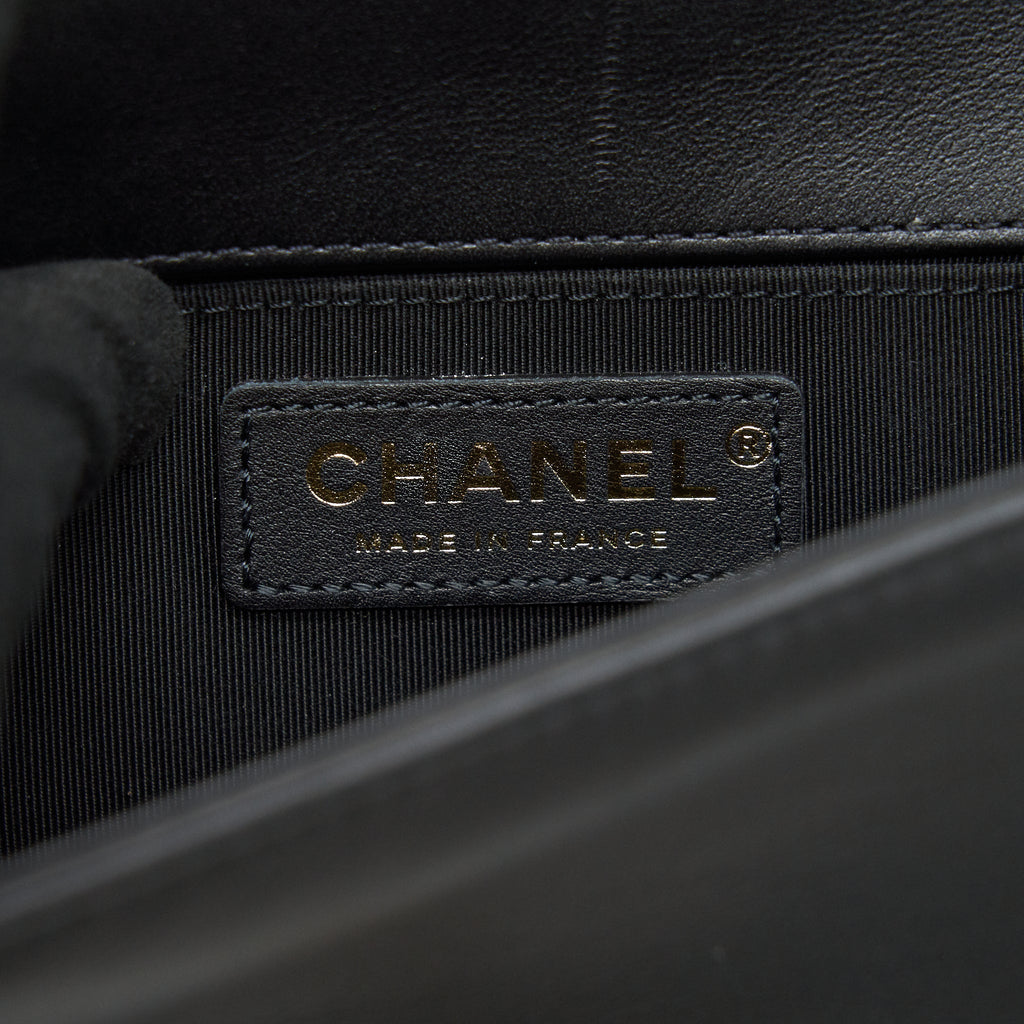 CHANEL SMALL BOY BAG CALFSKIN BLACK WITH GHW SERIAL27