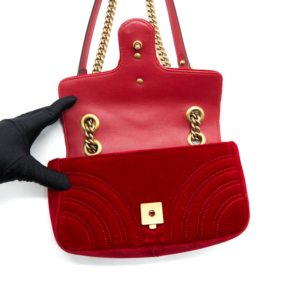 GUCCI VELVET GG MARMONT MATELASSE MINI BAG