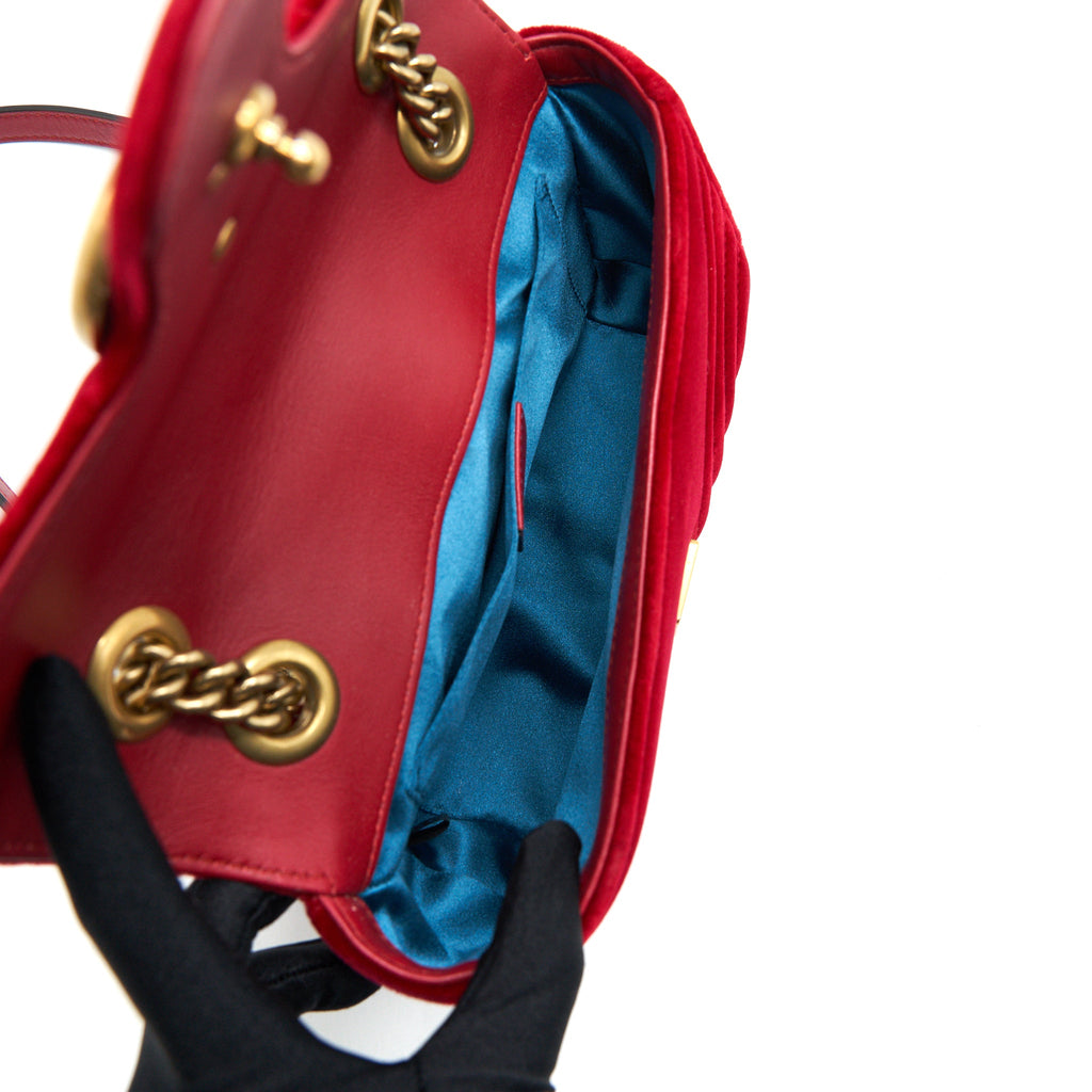 GUCCI VELVET GG MARMONT MATELASSE MINI BAG