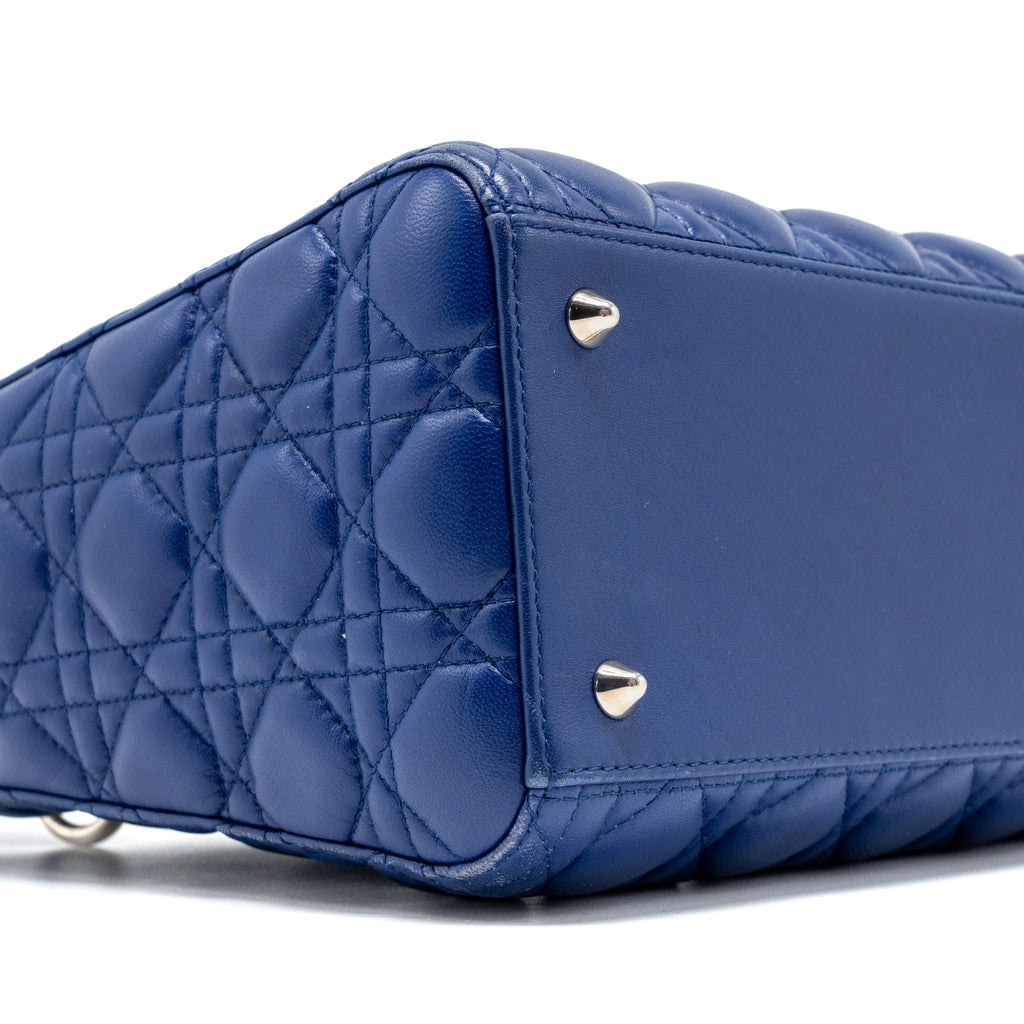 DIOR MEDIUM LADY DIOR LAMBSKIN BLUE SHW