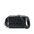 CHANEL VINTAGE CC LOGO FLAP BAG WITH STRAP SO BLACK
