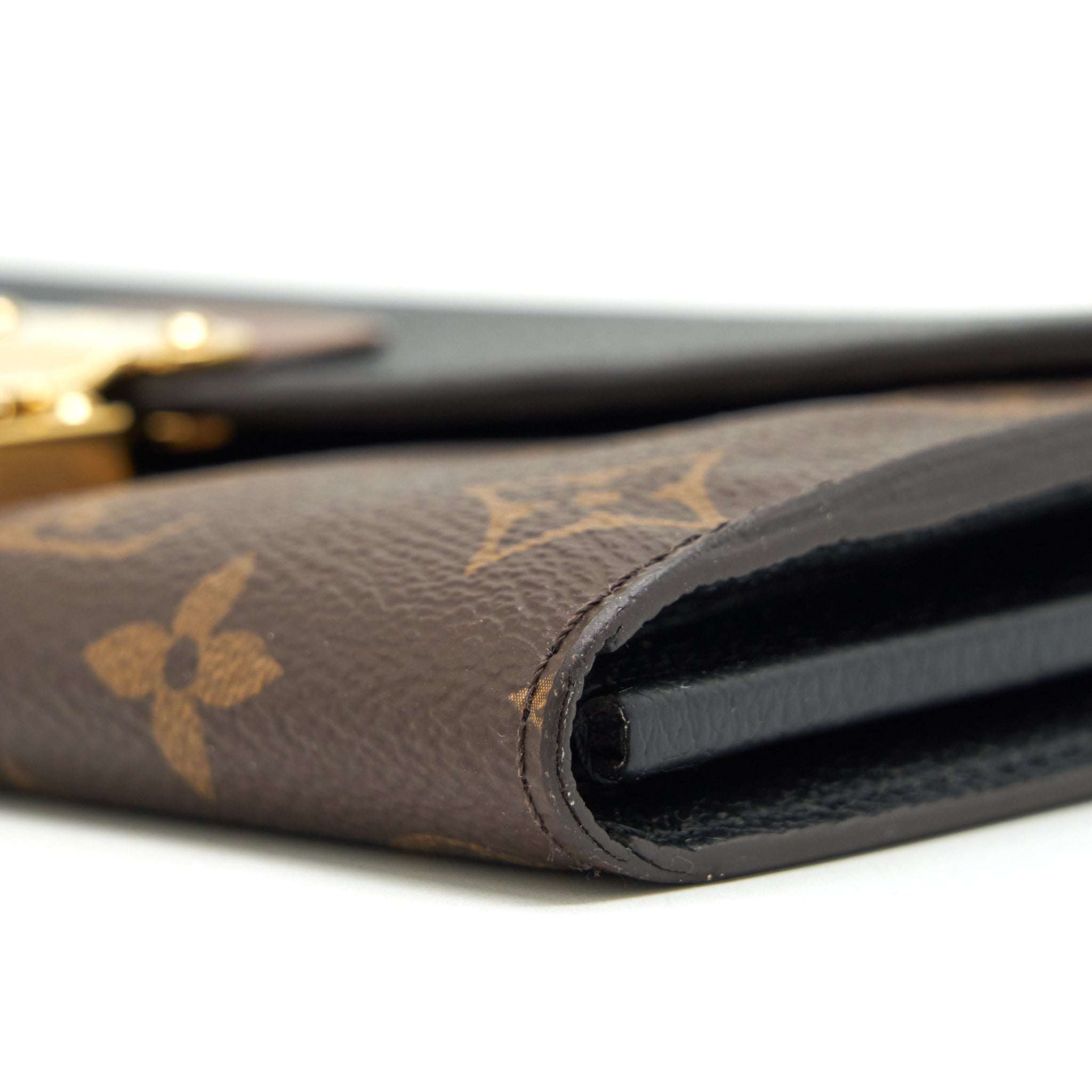 LOUIS VUITTON LONG WALLET BLACK/MONOGRAM CANVAS GHW