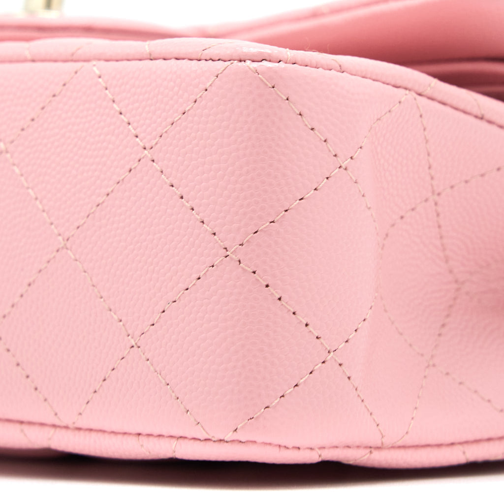 CHANEL 22C SMALL CLASSIC DOUBLE FLAP BAG CAVIAR PINK LGHW (MICROCHIP)