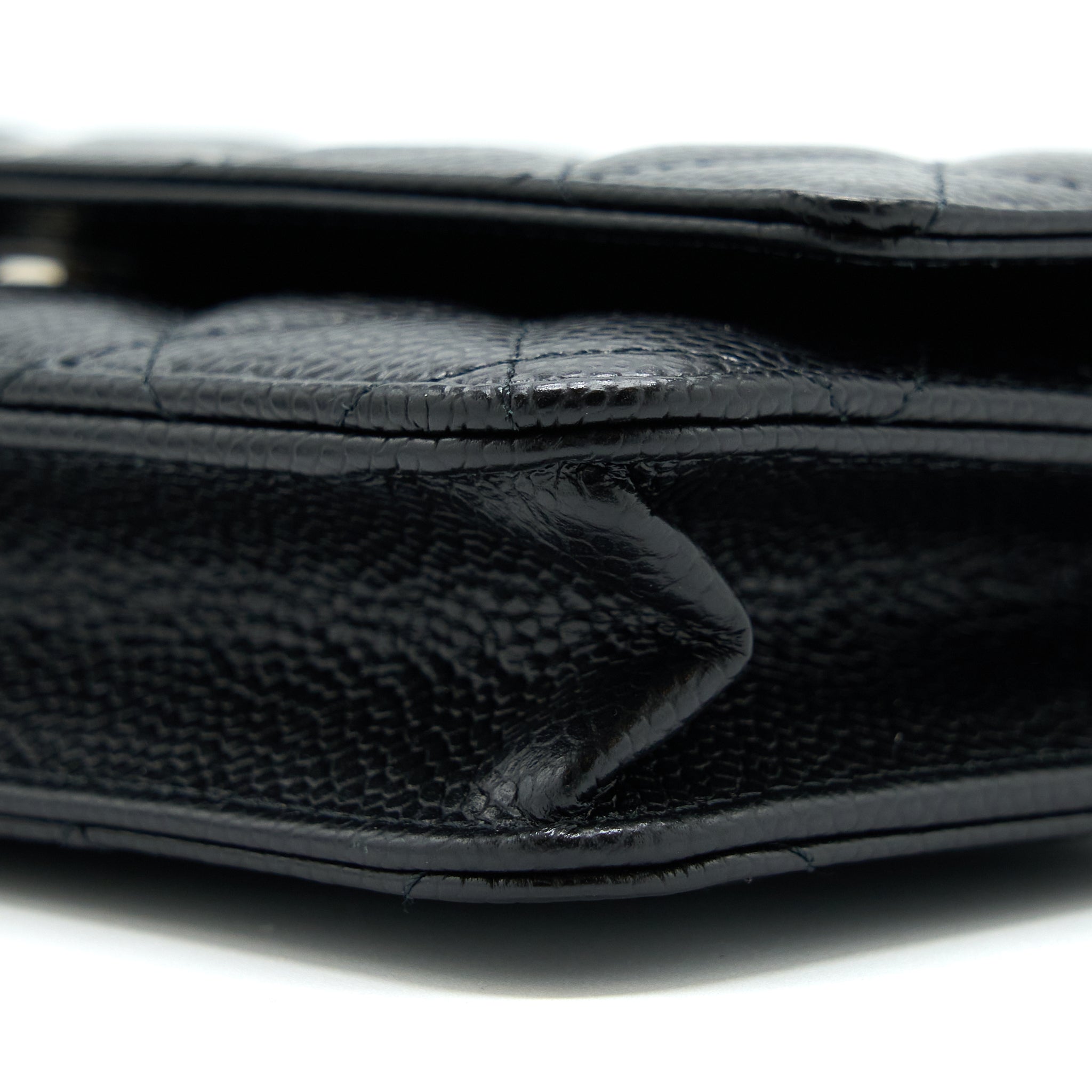 CHANEL CLASSIC WALLET ON CHAIN CAVIAR BLACK SHW (MICROCHIP)