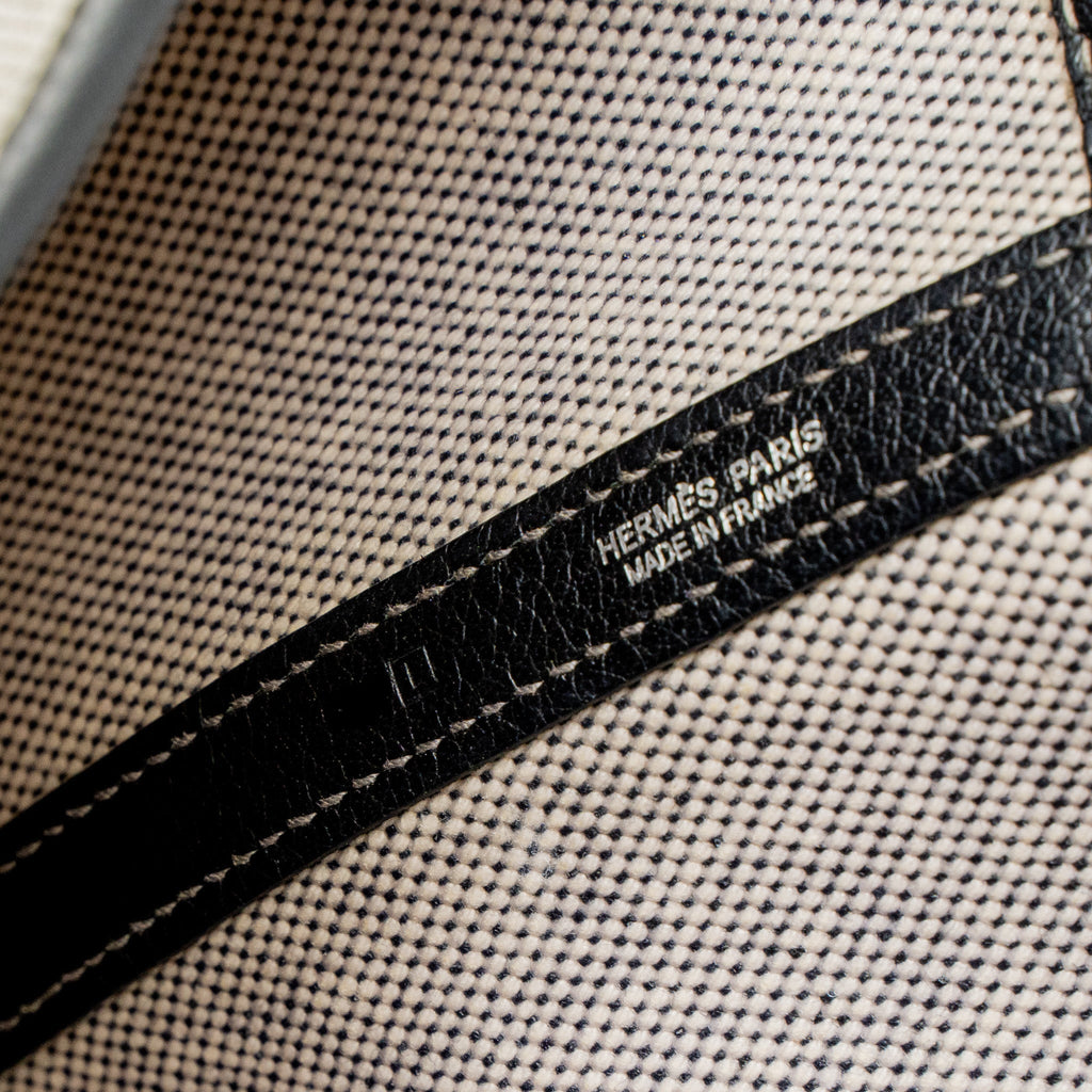 HERMES GARDEN PARTY 36 CANVAS/LEATHER BLACK/WHITE SHW
