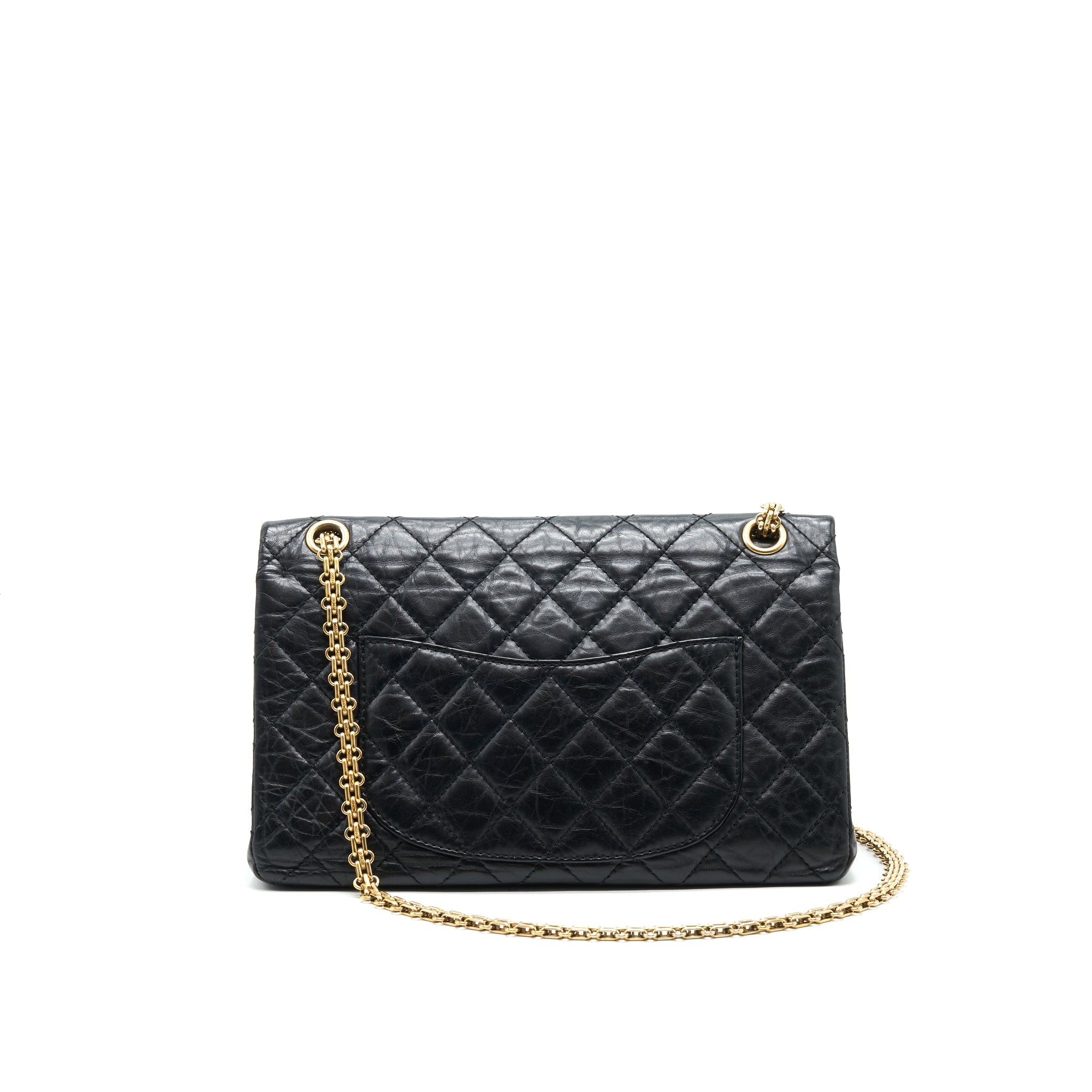 CHANEL 2.55 226 REISSUE FLAP BAG AGED CALFSKIN IN BLACK GHW