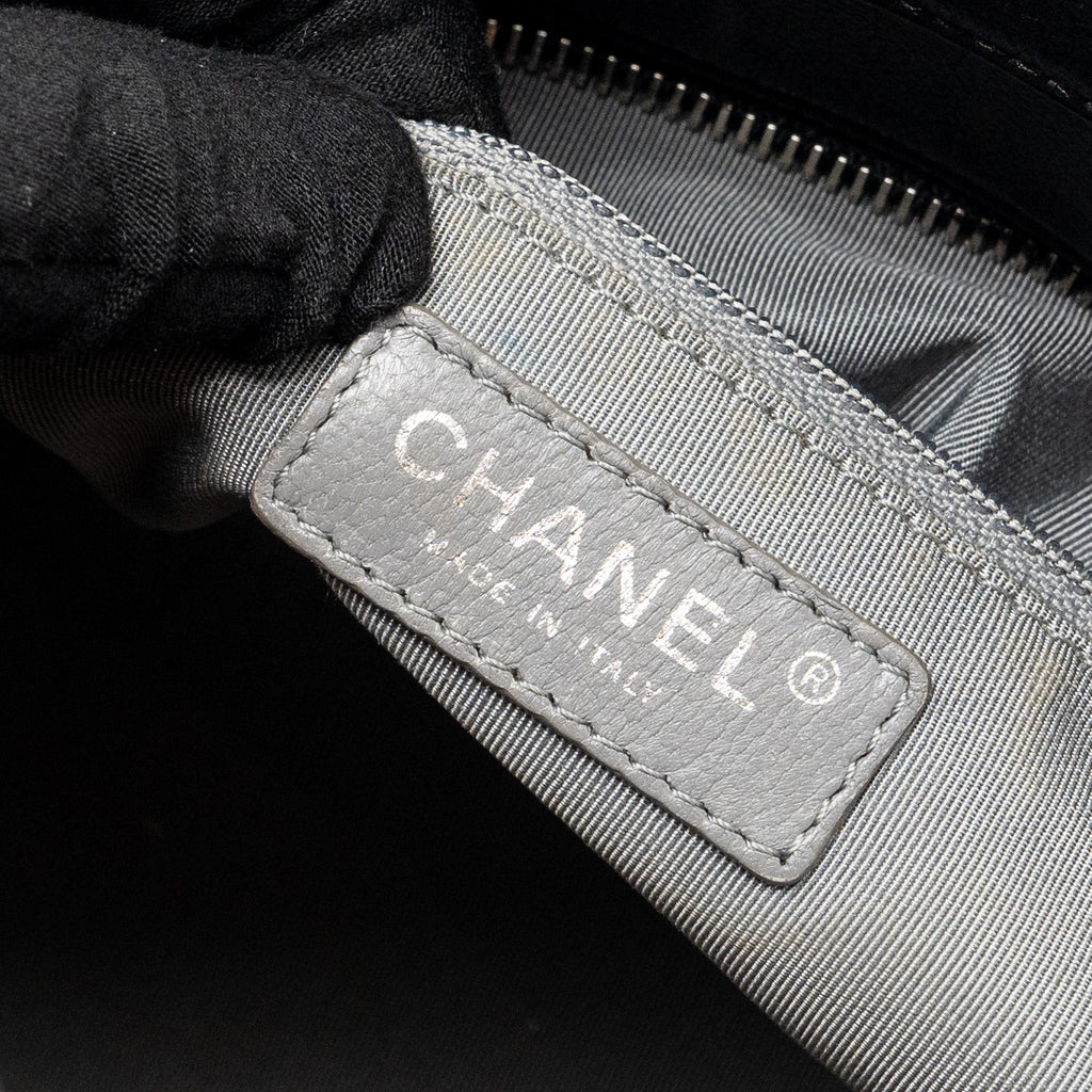 CHANEL CC LOGO SHOPPING TOTE BAG LAMBSKIN BLACK SHW