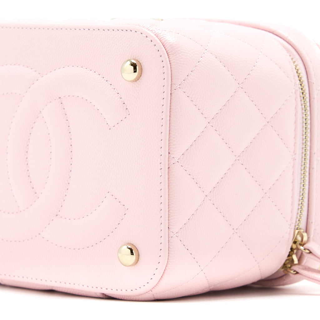 CHANEL 22S TOP HANDLE VANITY BAG CAVIAR LIGHT PINK LGHW (MICROCHIP)
