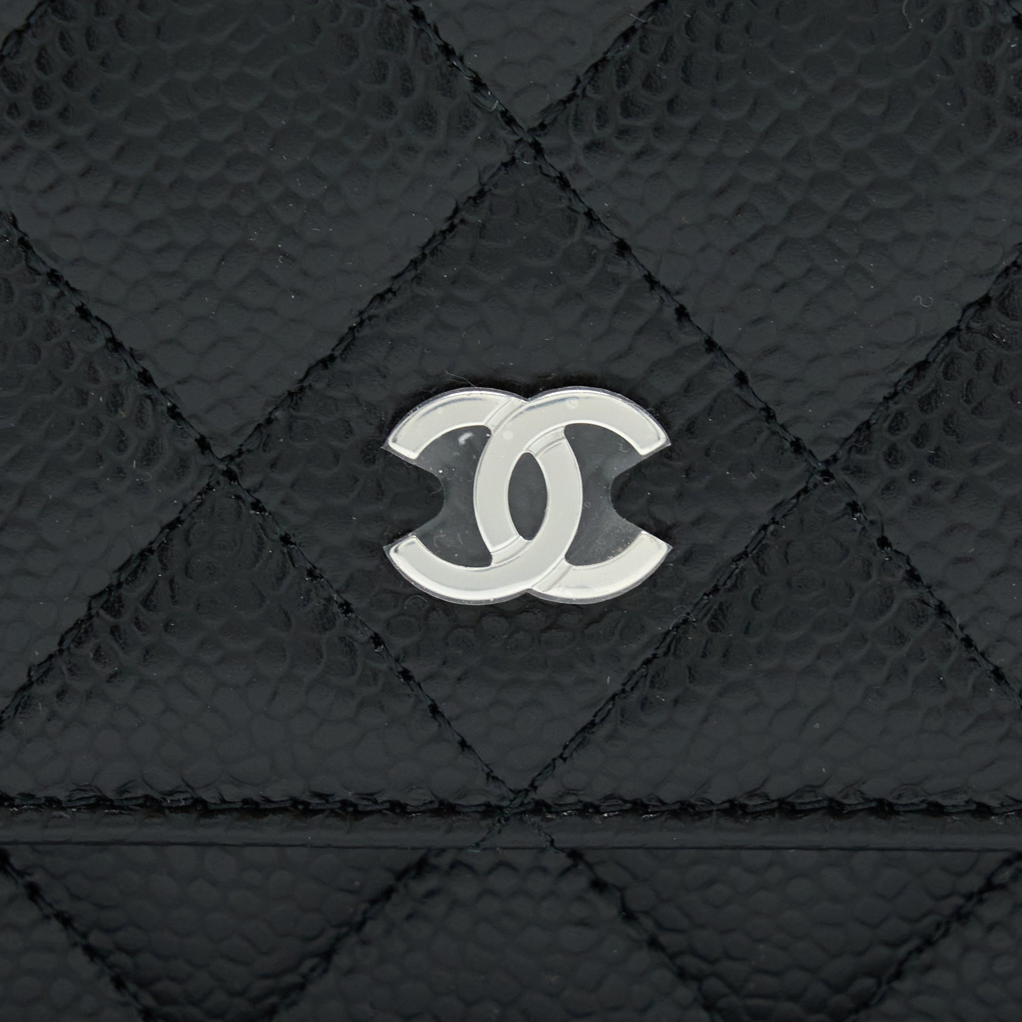 CHANEL CLASSIC WALLET ON CHAIN CAVIAR BLACK SHW (MICROCHIP)