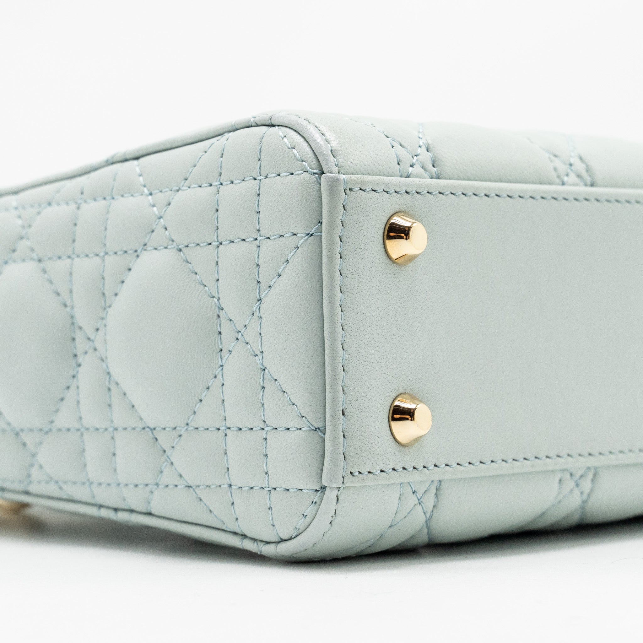 DIOR MINI LADY DIOR LAMBSKIN LIGHT BLUE LGHW