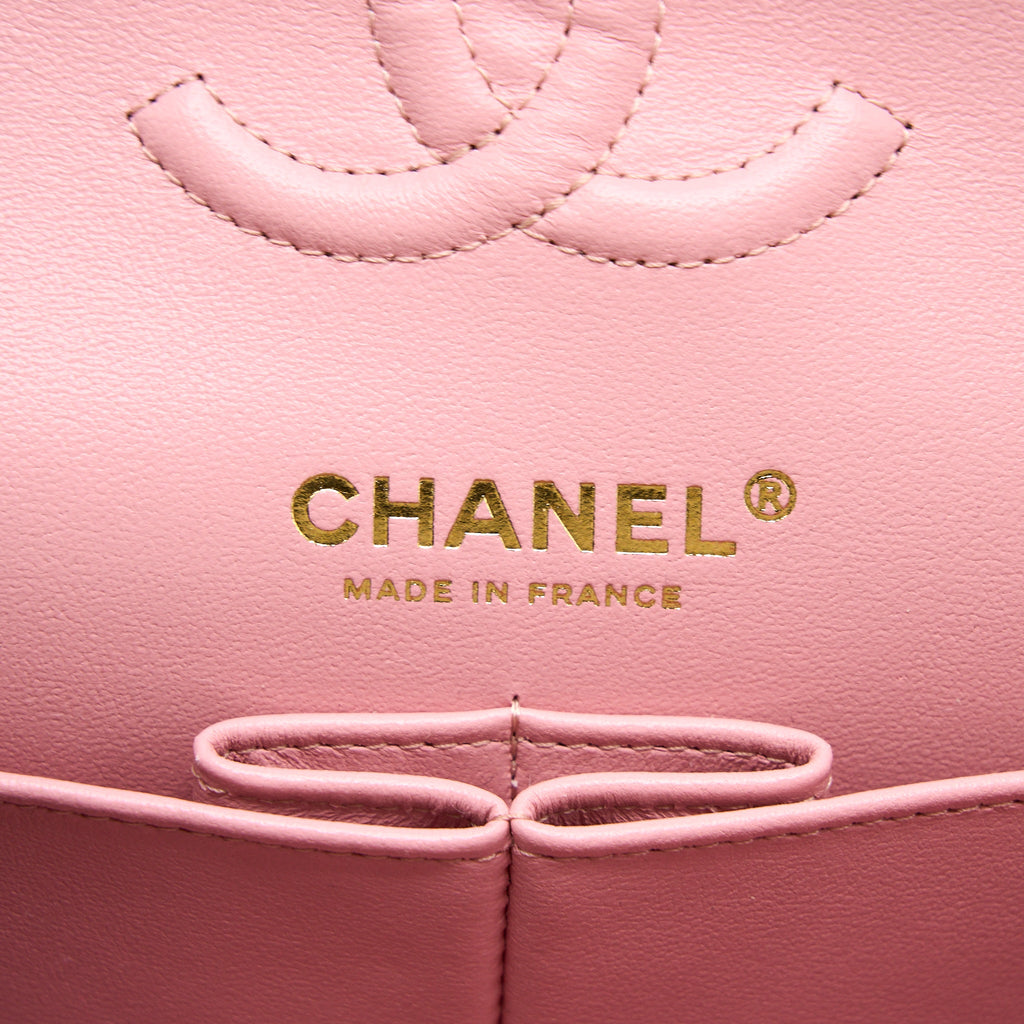 CHANEL 22C SMALL CLASSIC DOUBLE FLAP BAG CAVIAR PINK LGHW (MICROCHIP)